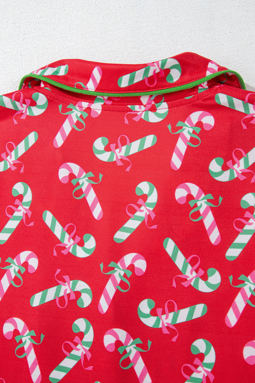 Red Christmas Candy Cane Print Pajama Set-Loungewear Set-[Adult]-[Female]-2022 Online Blue Zone Planet