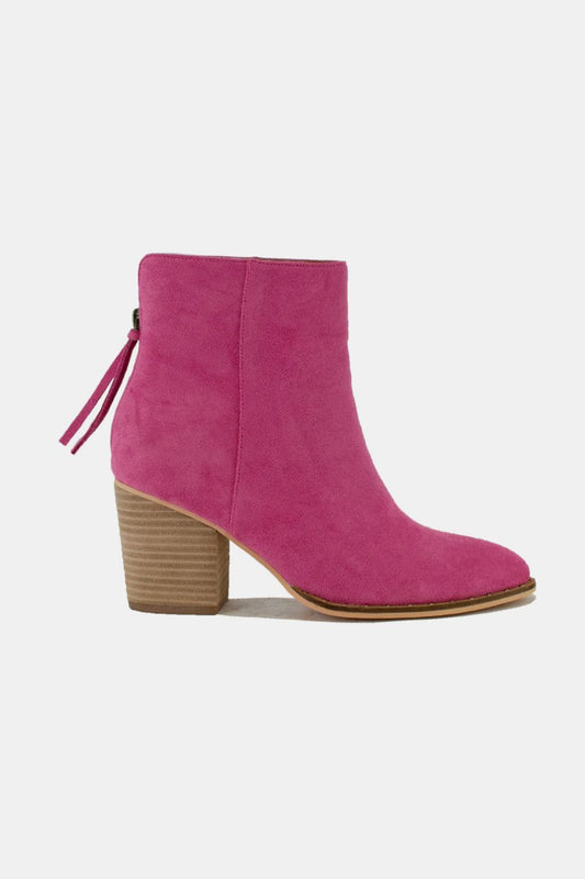 Beast Fashion Suede Point Toe Ankle Booties-SHOES-[Adult]-[Female]-Cerise-6-2022 Online Blue Zone Planet