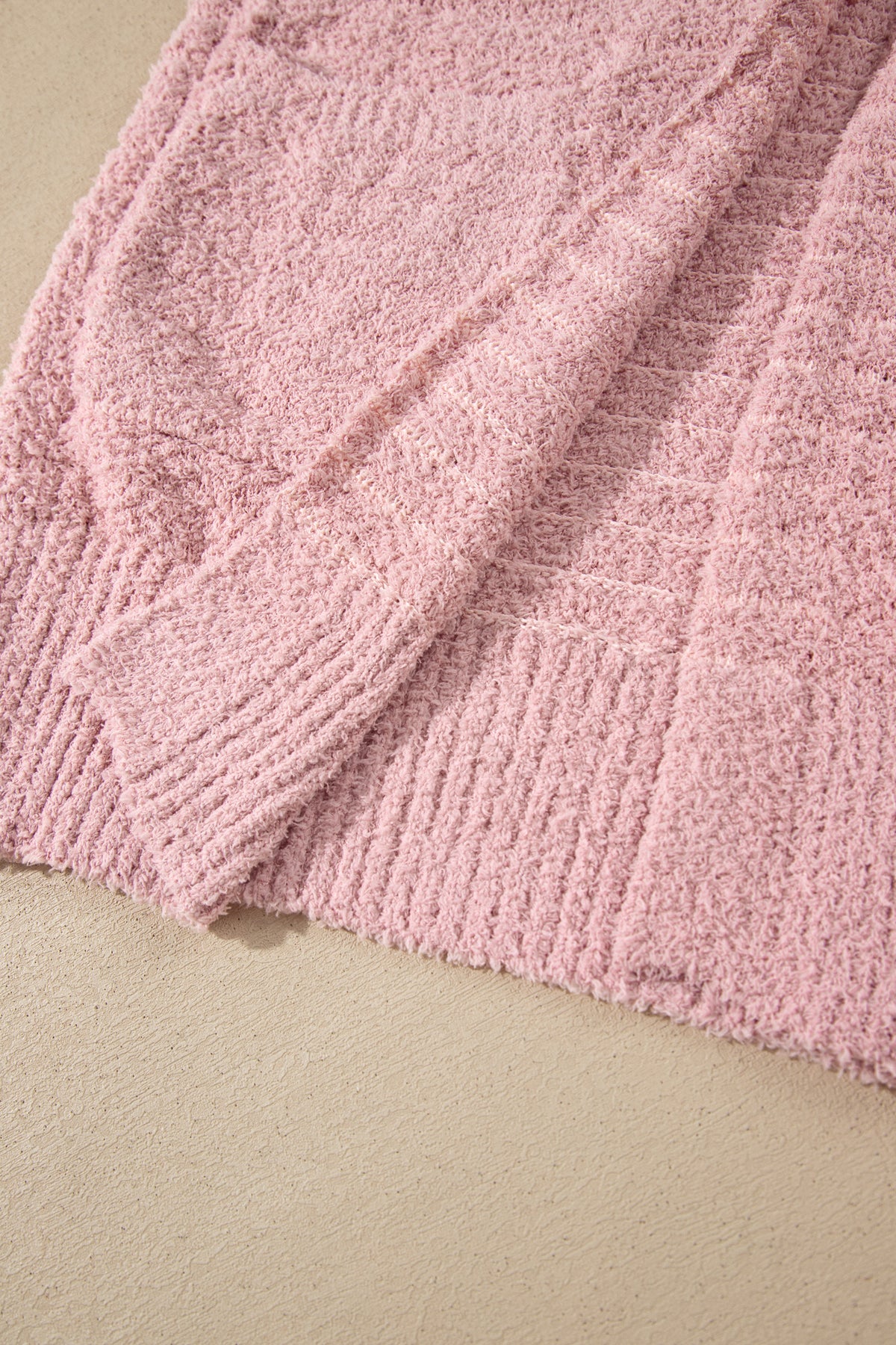 Light Pink Open Front Soft Fuzzy Ribbed Sweater Cardigan-TOPS / DRESSES-[Adult]-[Female]-2022 Online Blue Zone Planet
