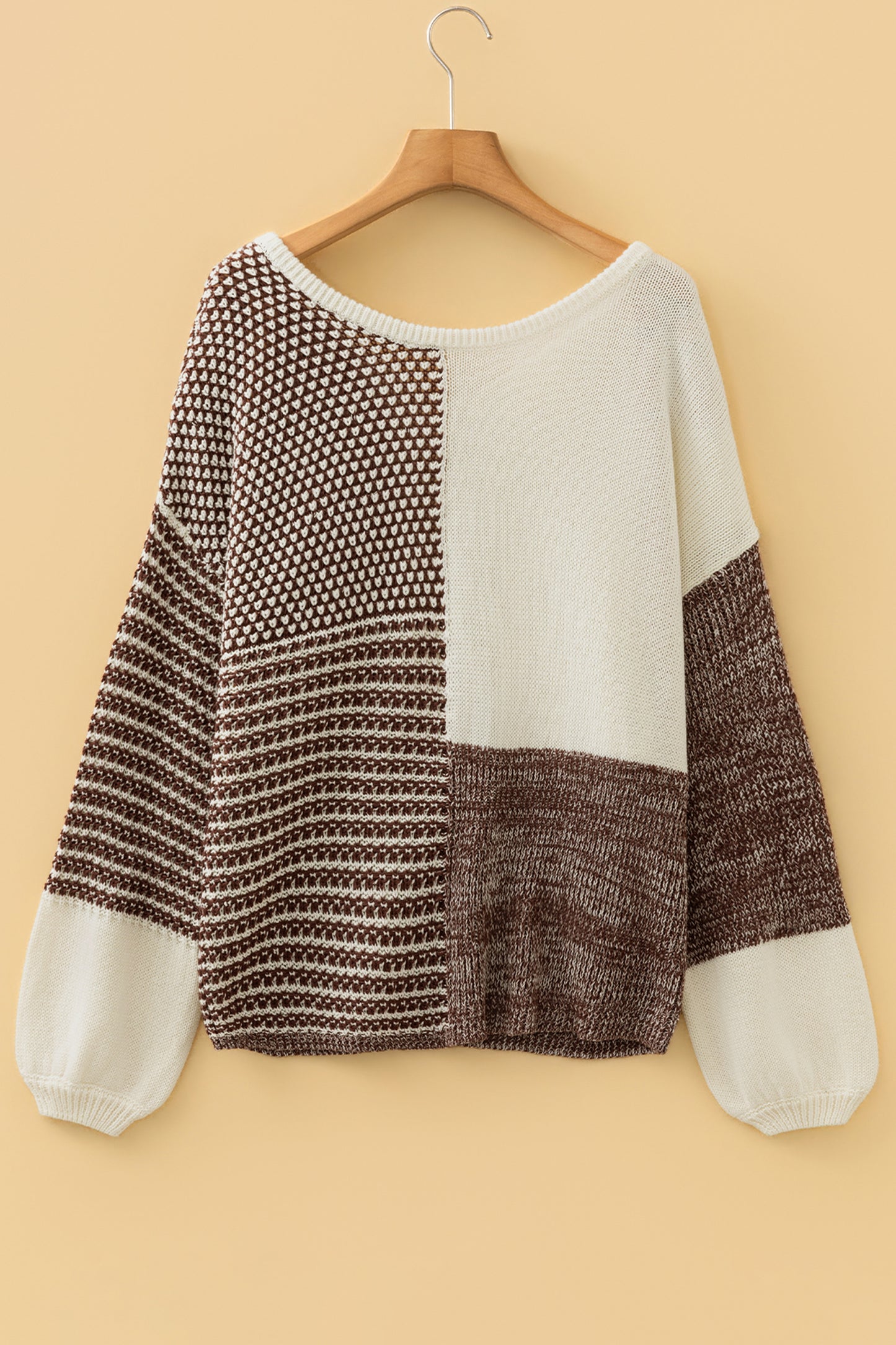 Dark Khaki Color Block Back Tie Drop Shoulder Loose Sweater-TOPS / DRESSES-[Adult]-[Female]-2022 Online Blue Zone Planet