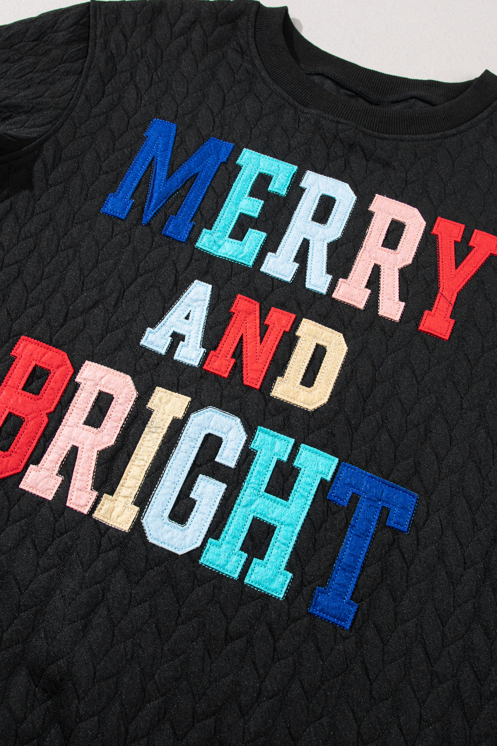 White Merry and Bright Quilted Sweatshirt-Sweatshirts & Hoodies-[Adult]-[Female]-2022 Online Blue Zone Planet