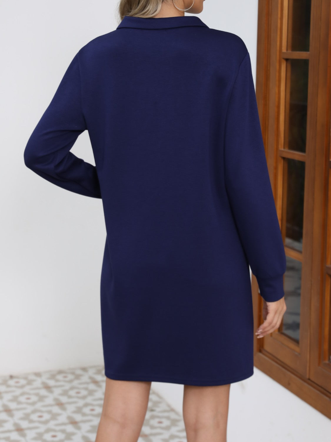 Johnny Collar Long Sleeve Dress-TOPS / DRESSES-[Adult]-[Female]-2022 Online Blue Zone Planet