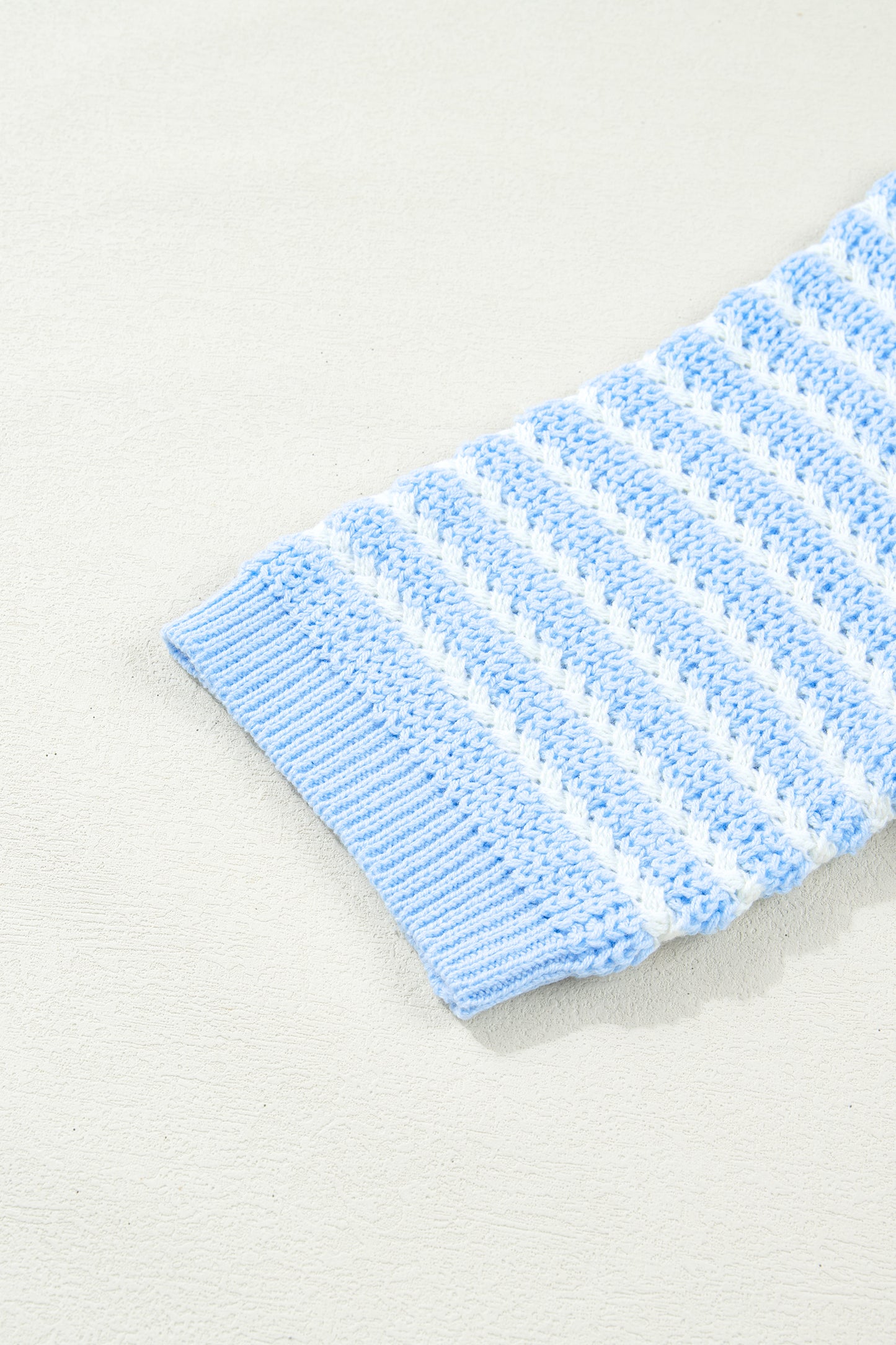 Sky Blue Stripe Short Sleeve Knit V Neck Bow Knot Sweater-TOPS / DRESSES-[Adult]-[Female]-2022 Online Blue Zone Planet
