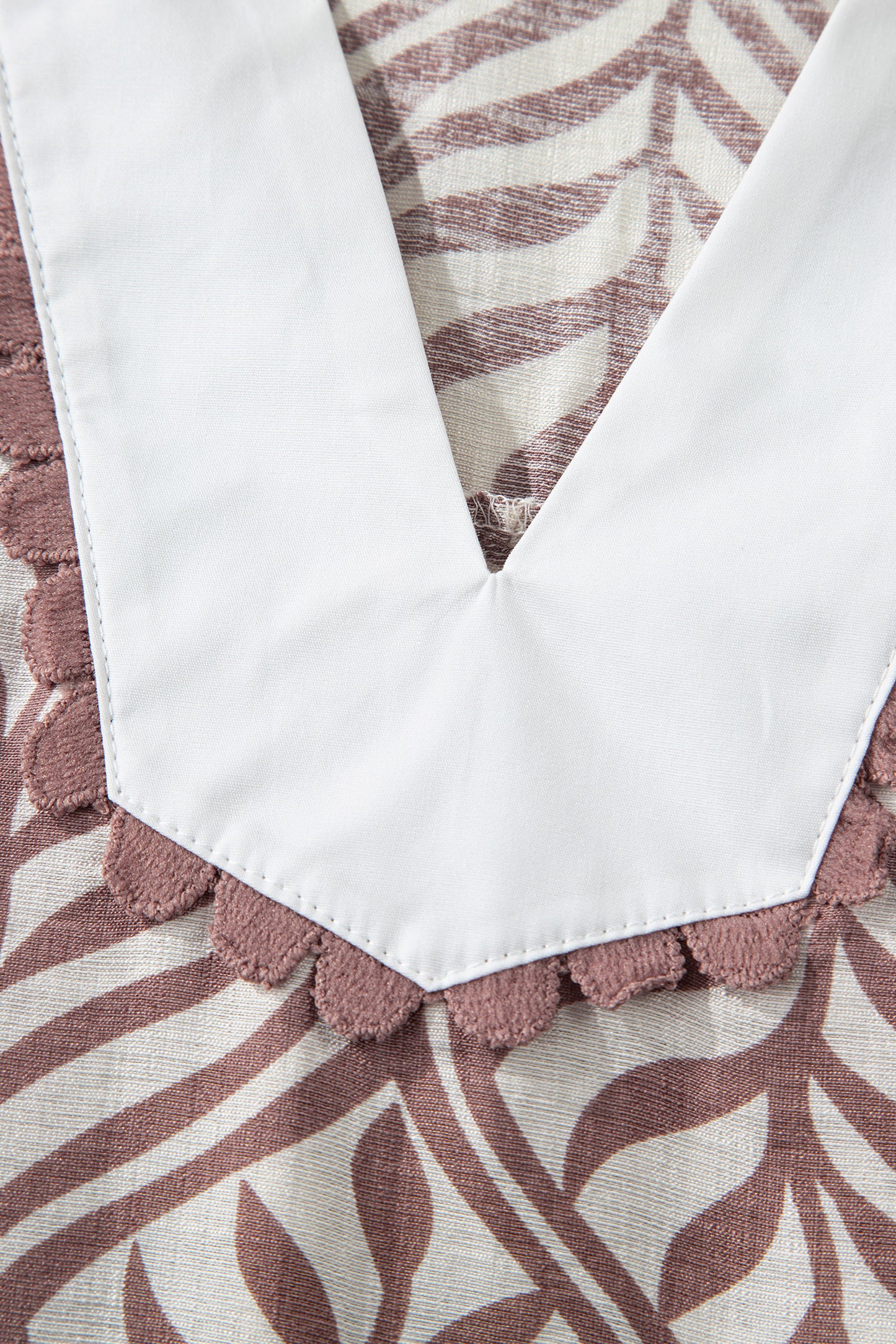 Brown Leaf Print Standing Collar Puff Sleeve Top-Tops/Blouses & Shirts-[Adult]-[Female]-2022 Online Blue Zone Planet