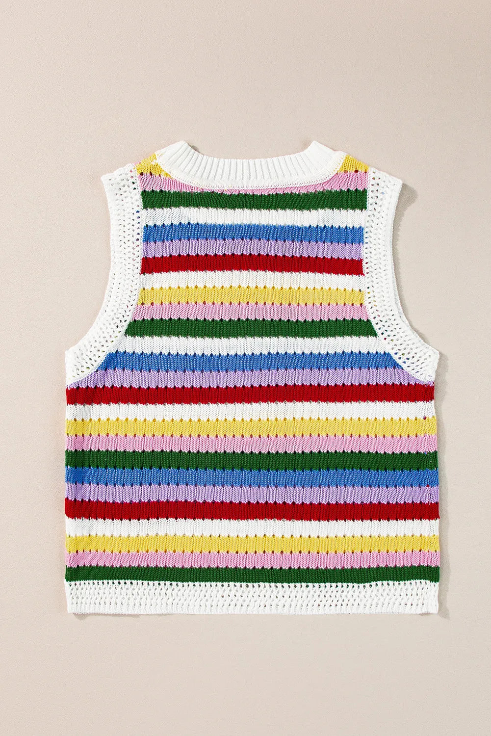 Contrast Round Neck Sweater Vest-TOPS / DRESSES-[Adult]-[Female]-2022 Online Blue Zone Planet