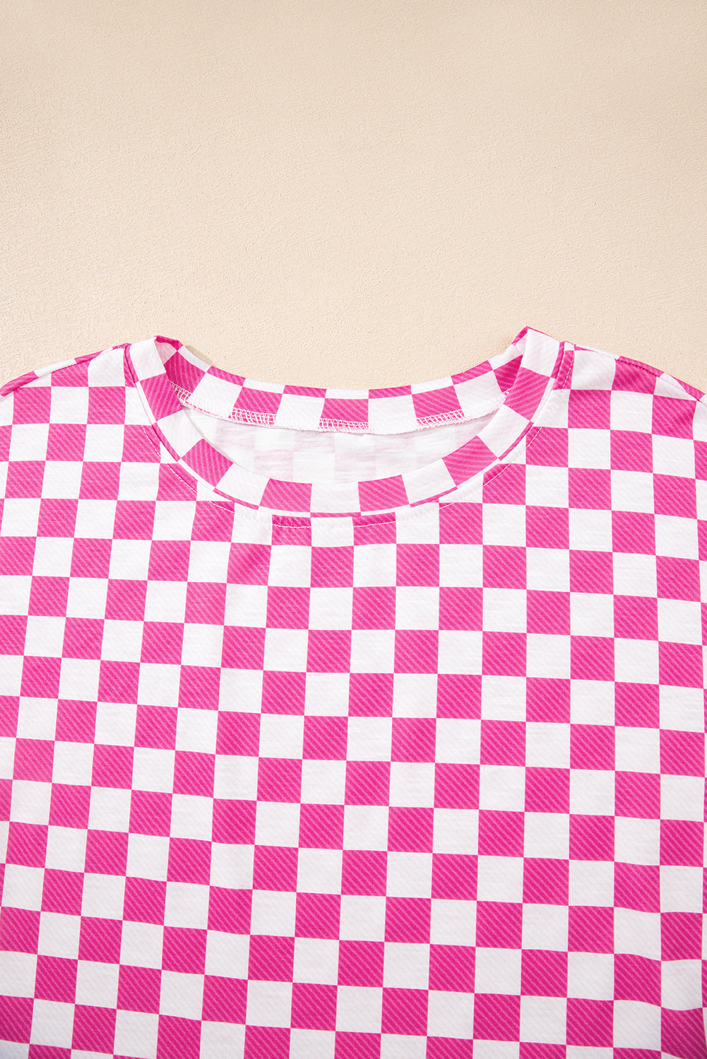 Pink Checkerboard T Shirt And High Waist Skorts 2 Piece Outfit-Two Piece Sets/Short Sets-[Adult]-[Female]-2022 Online Blue Zone Planet