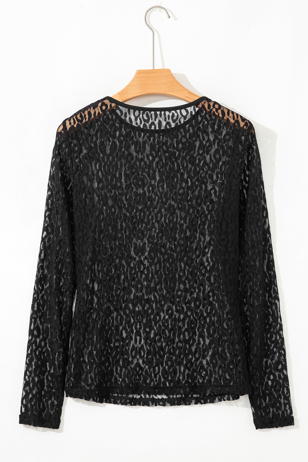Black Leopard Pattern Sheer Mesh Long Sleeve Top-Tops/Long Sleeve Tops-[Adult]-[Female]-2022 Online Blue Zone Planet