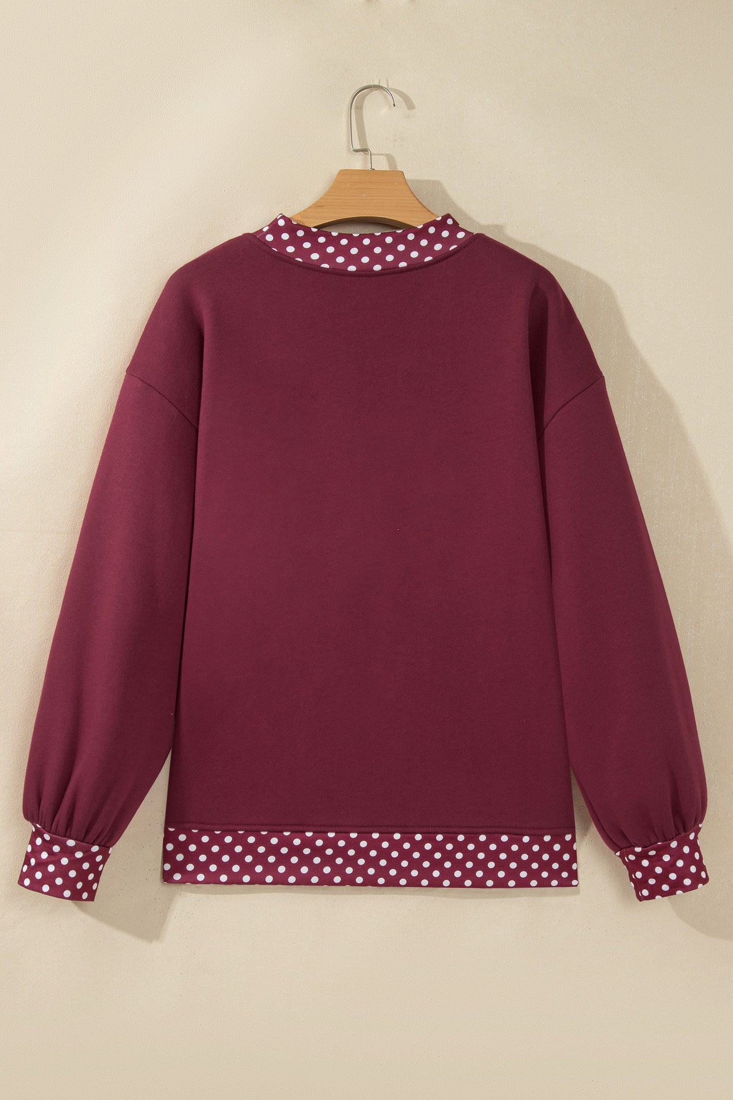Dirty blue Colorblock Polka Dot Contrast Trim Oversized Sweatshirt-Tops/Sweatshirts & Hoodies-[Adult]-[Female]-2022 Online Blue Zone Planet