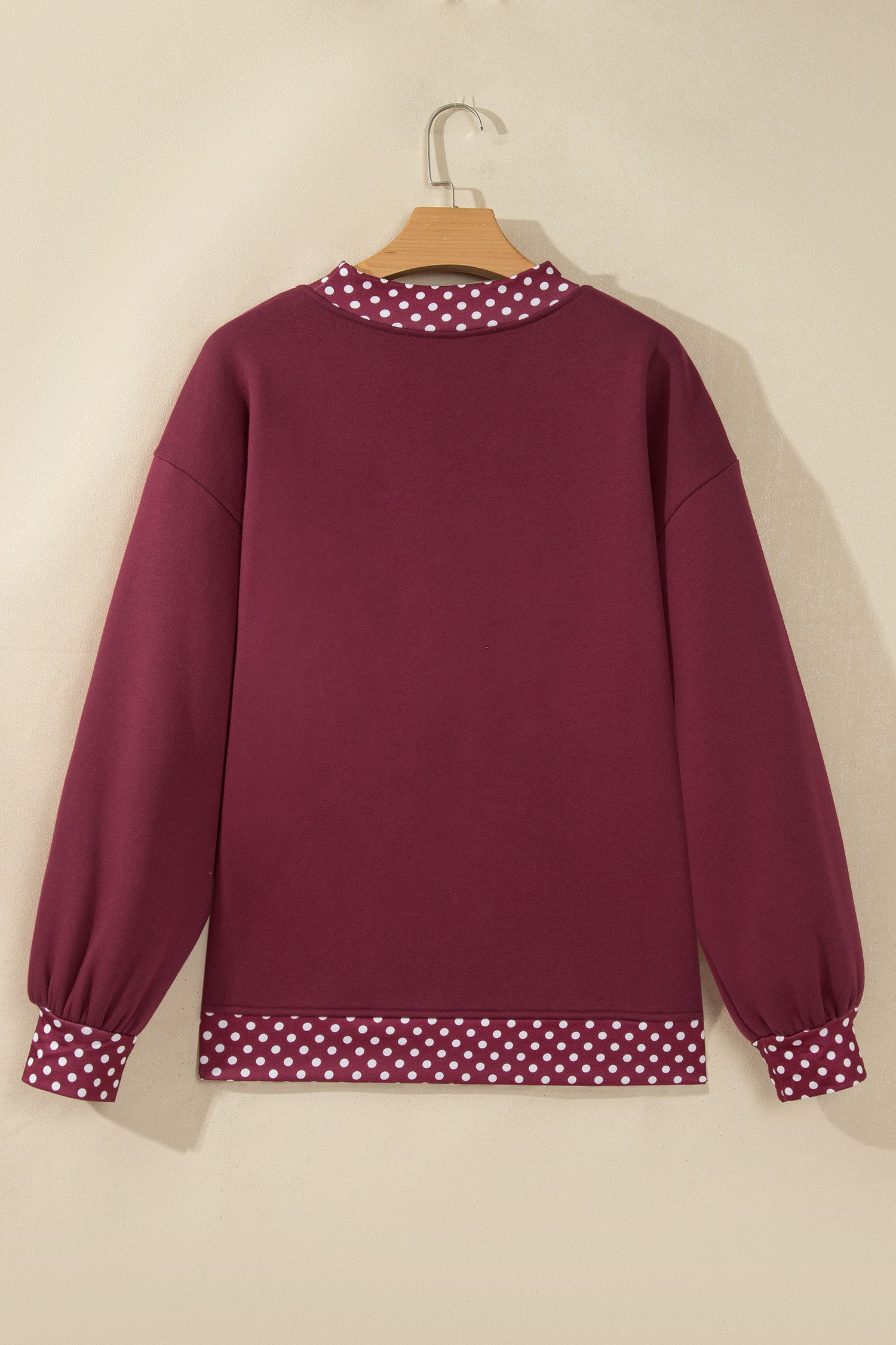Dirty blue Colorblock Polka Dot Contrast Trim Oversized Sweatshirt-Tops/Sweatshirts & Hoodies-[Adult]-[Female]-2022 Online Blue Zone Planet