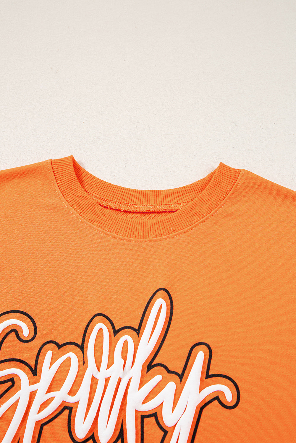 Grapefruit Orange Spooky Graphic Halloween Crew Neck Holiday Sweatshirt-Tops/Sweatshirts & Hoodies-[Adult]-[Female]-2022 Online Blue Zone Planet