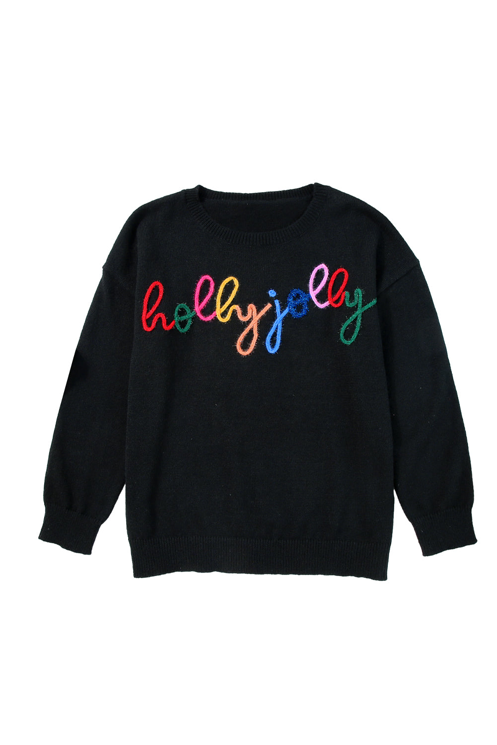 White Glitter Merry & Bright Round Neck Knit Sweater-Sweaters-[Adult]-[Female]-2022 Online Blue Zone Planet