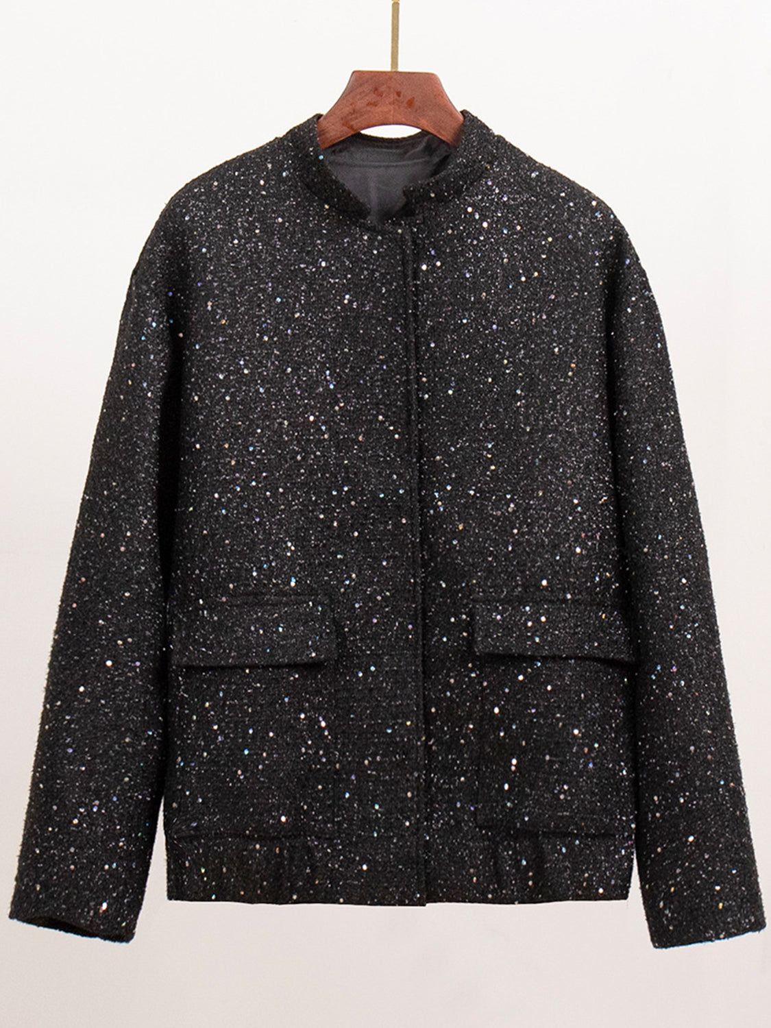 Sequin Detail Pocketed Long Sleeve Jacket-TOPS / DRESSES-[Adult]-[Female]-2022 Online Blue Zone Planet