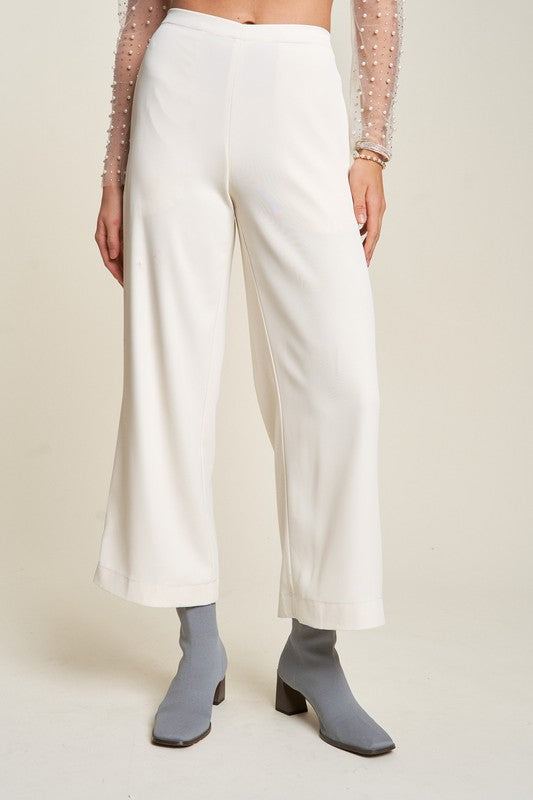 Davi & Dani Wide Leg Mid-Rise Pants-BOTTOM SIZES SMALL MEDIUM LARGE-[Adult]-[Female]-Cream-S-2022 Online Blue Zone Planet