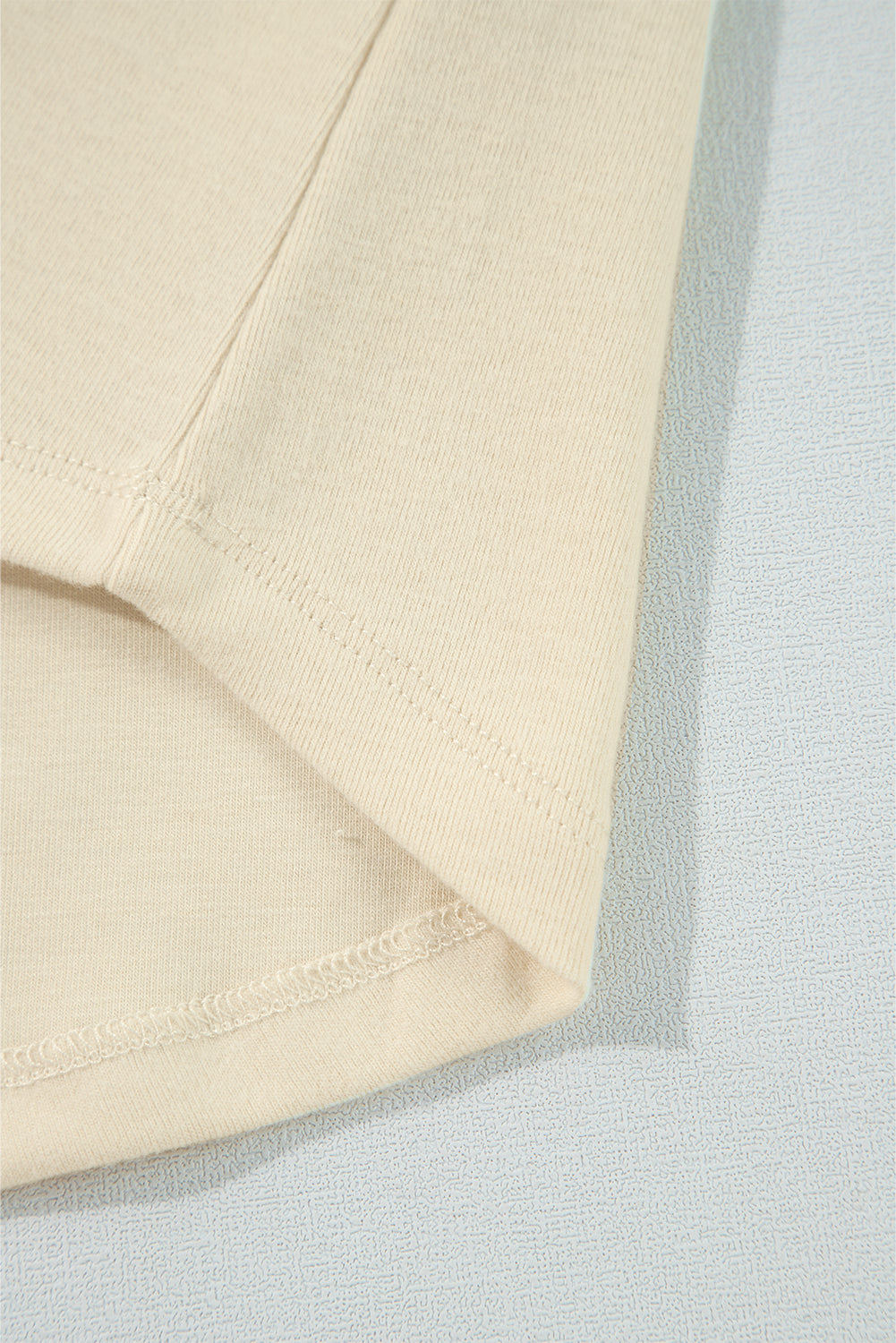 Blue Zone Planet | Beige Thermal Knit Patchwork Exposed Seam Long Sleeve Top-Tops/Long Sleeve Tops-[Adult]-[Female]-2022 Online Blue Zone Planet
