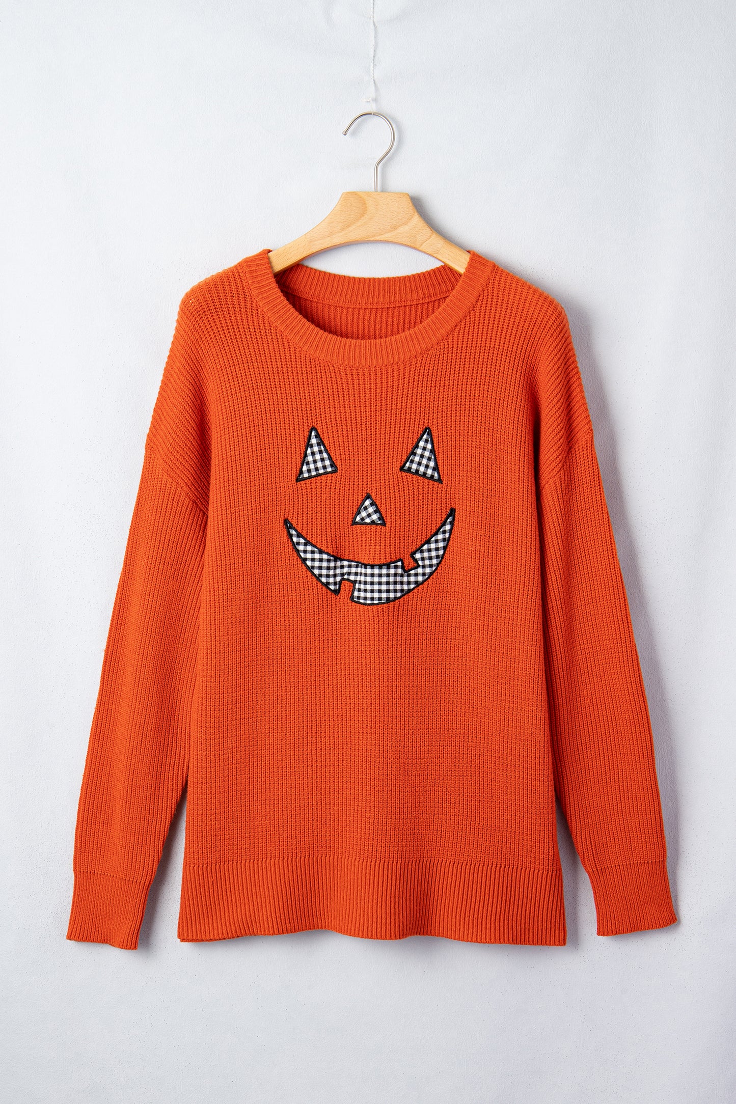 Orange Drop Shoulder Long Sleeve Round Neck Halloween Sweater-Sweaters & Cardigans/Sweaters-[Adult]-[Female]-2022 Online Blue Zone Planet