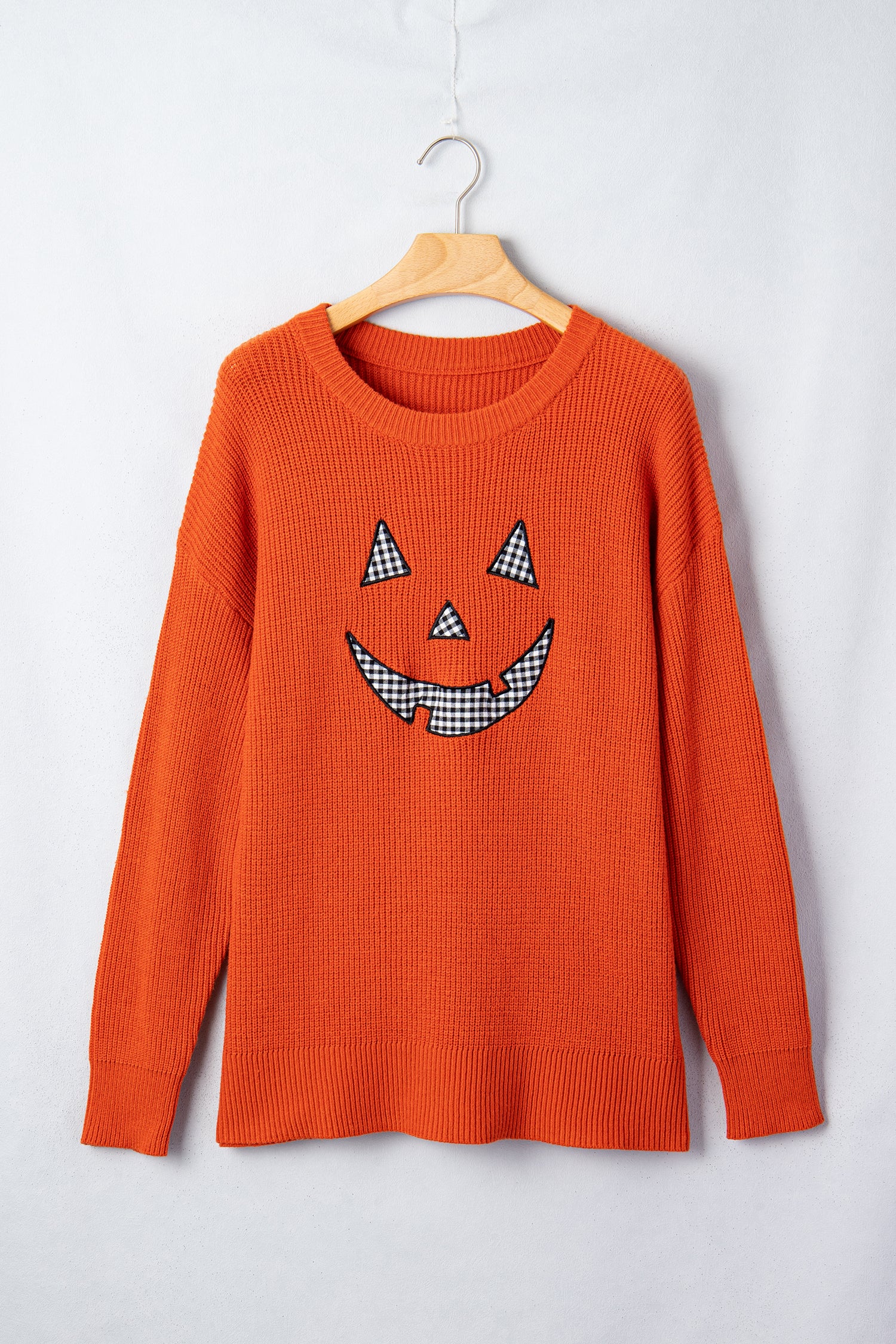Orange Drop Shoulder Long Sleeve Round Neck Halloween Sweater-Sweaters & Cardigans/Sweaters-[Adult]-[Female]-2022 Online Blue Zone Planet