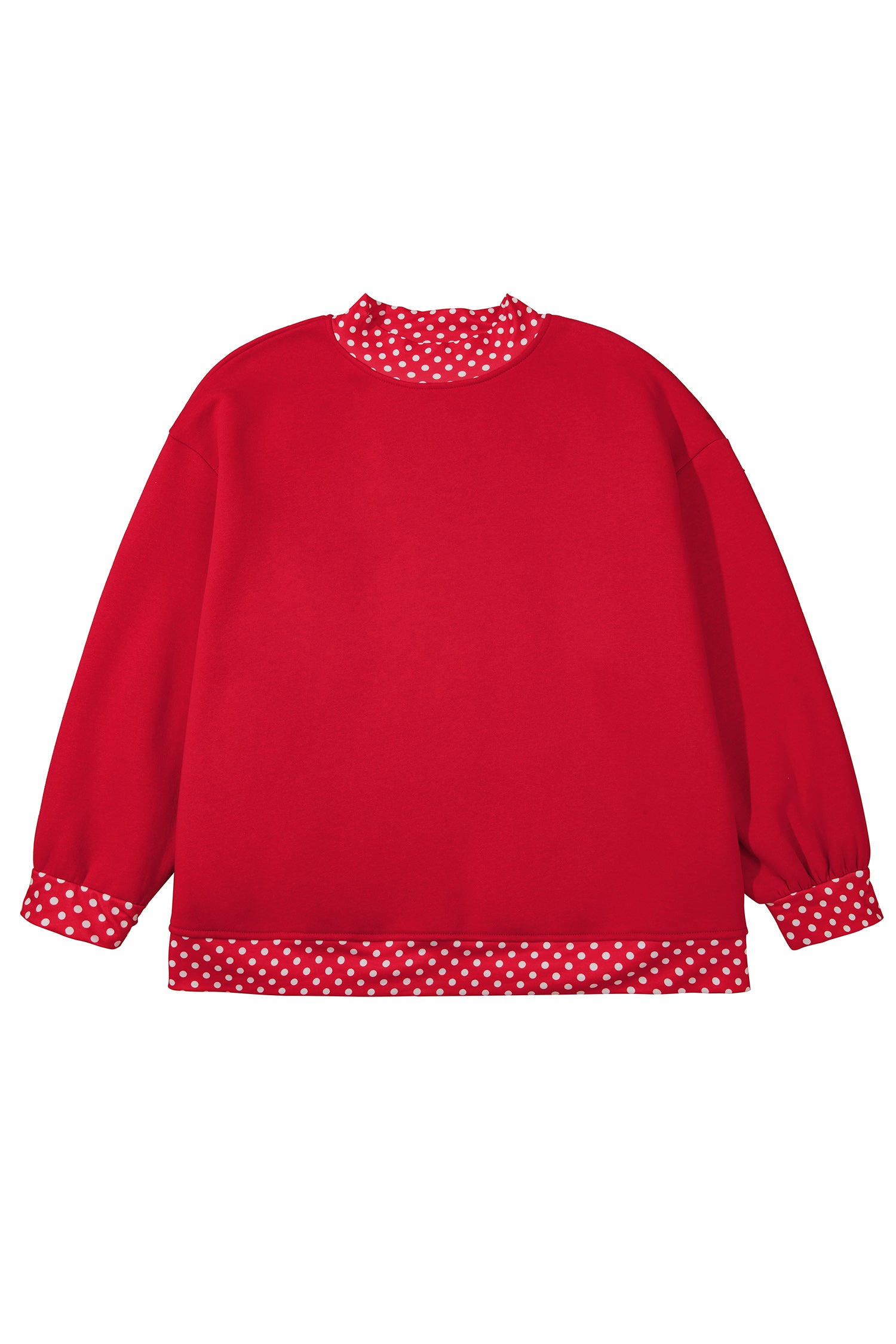 Orange Polka Dot Patchwork Round Neck Plus Size Sweatshirt-Plus Size/Plus Size Sweatshirts & Hoodies-[Adult]-[Female]-2022 Online Blue Zone Planet