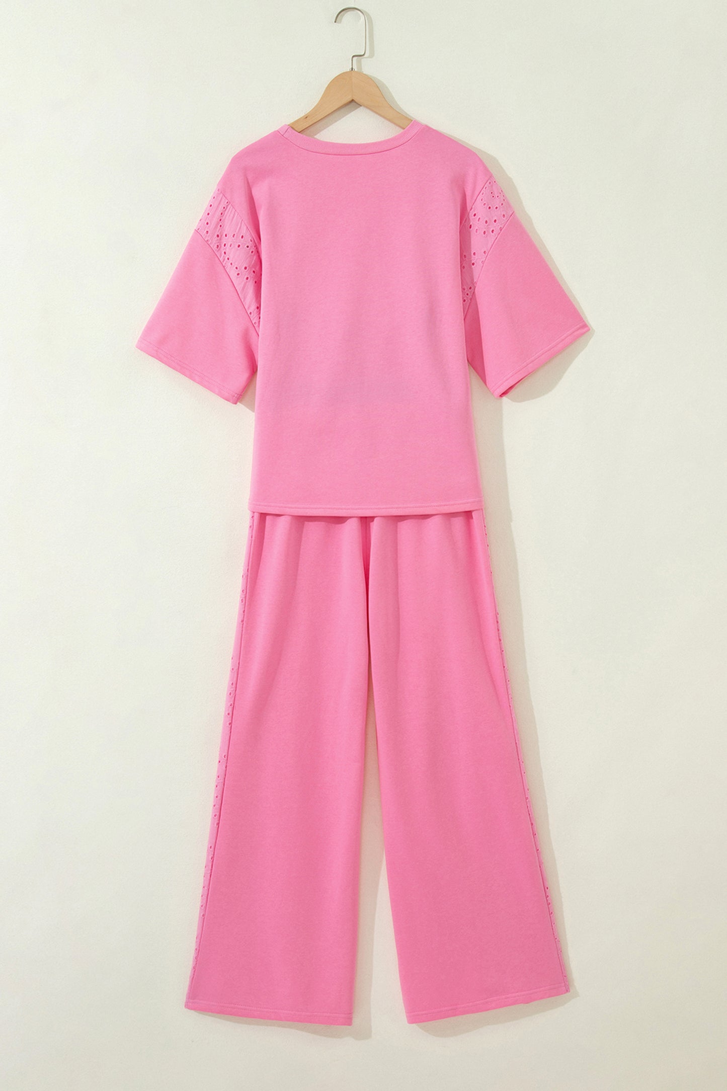 Light Green Lace Patchwork Half Sleeve Top Elastic Waist Pants Two Piece Set-Two Piece Sets/Pant Sets-[Adult]-[Female]-2022 Online Blue Zone Planet