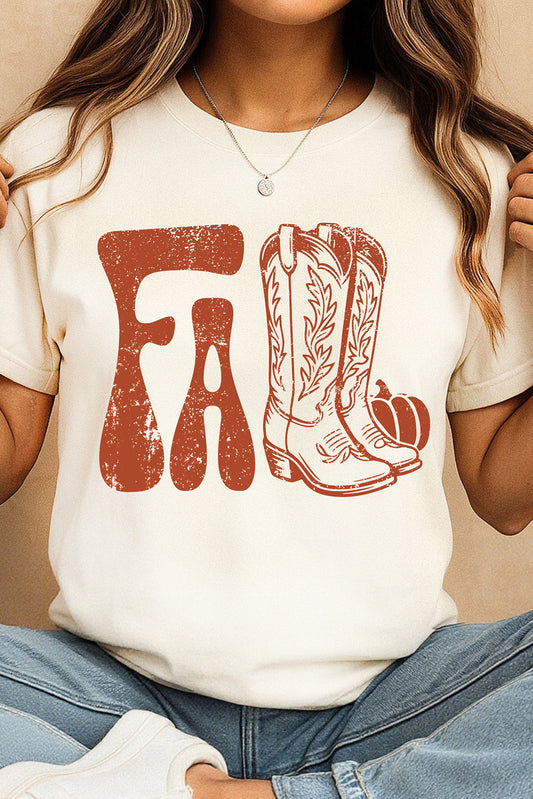 White FALL Boots Cracking Graphic T Shirt-Graphic/Graphic Tees-[Adult]-[Female]-White-S-2022 Online Blue Zone Planet