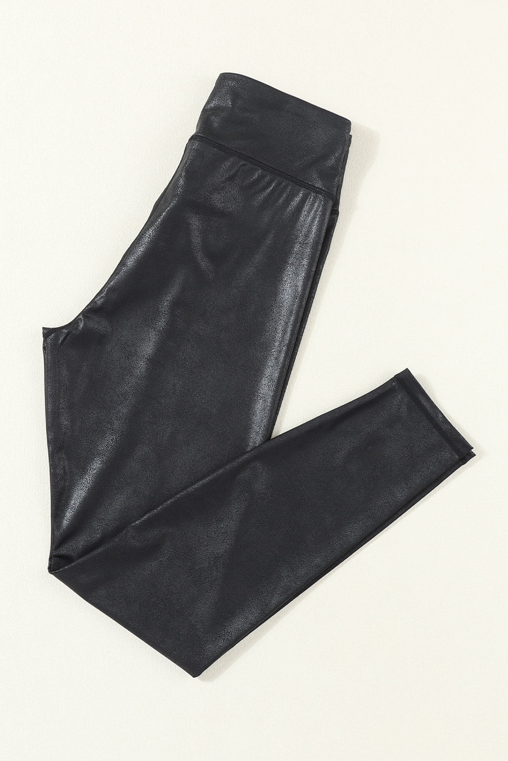 Dearlovers Black Crossed Dip Waist Sleek Leather Leggings-Bottoms/Leggings-[Adult]-[Female]-2022 Online Blue Zone Planet