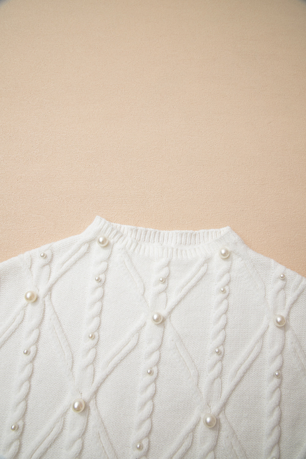 White Pearled High Neck Textured Knit Sweater Vest-TOPS / DRESSES-[Adult]-[Female]-2022 Online Blue Zone Planet