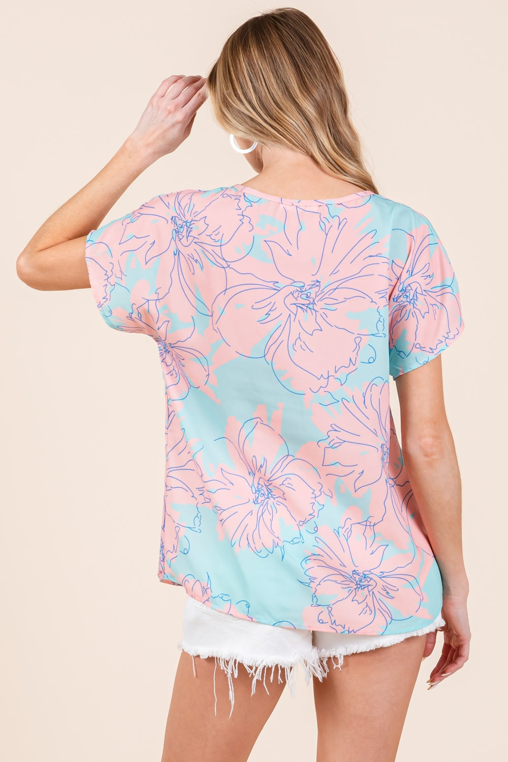 Blue Zone Planet | BOMBOM Floral Short Sleeve T-Shirt-TOPS / DRESSES-[Adult]-[Female]-2022 Online Blue Zone Planet