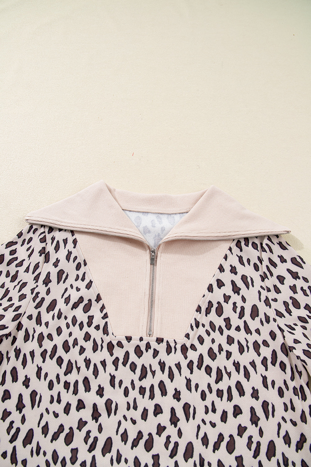 Khaki Leopard Print Zip up Collar Patchwork Shift Mini Dress-TOPS / DRESSES-[Adult]-[Female]-2022 Online Blue Zone Planet