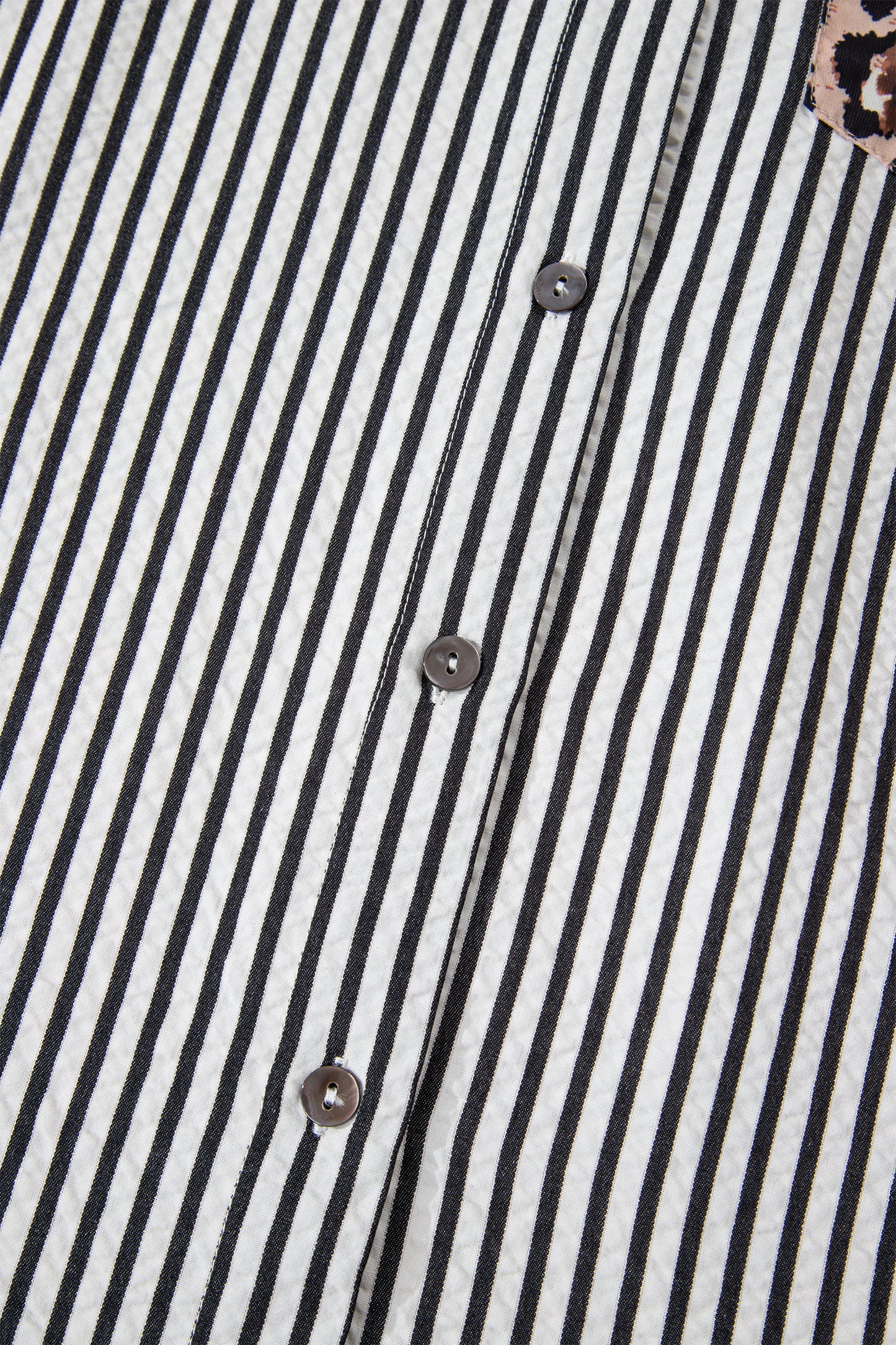 Black Striped Leopard Print Patchwork Button Up Womens Shirt-Tops/Blouses & Shirts-[Adult]-[Female]-2022 Online Blue Zone Planet