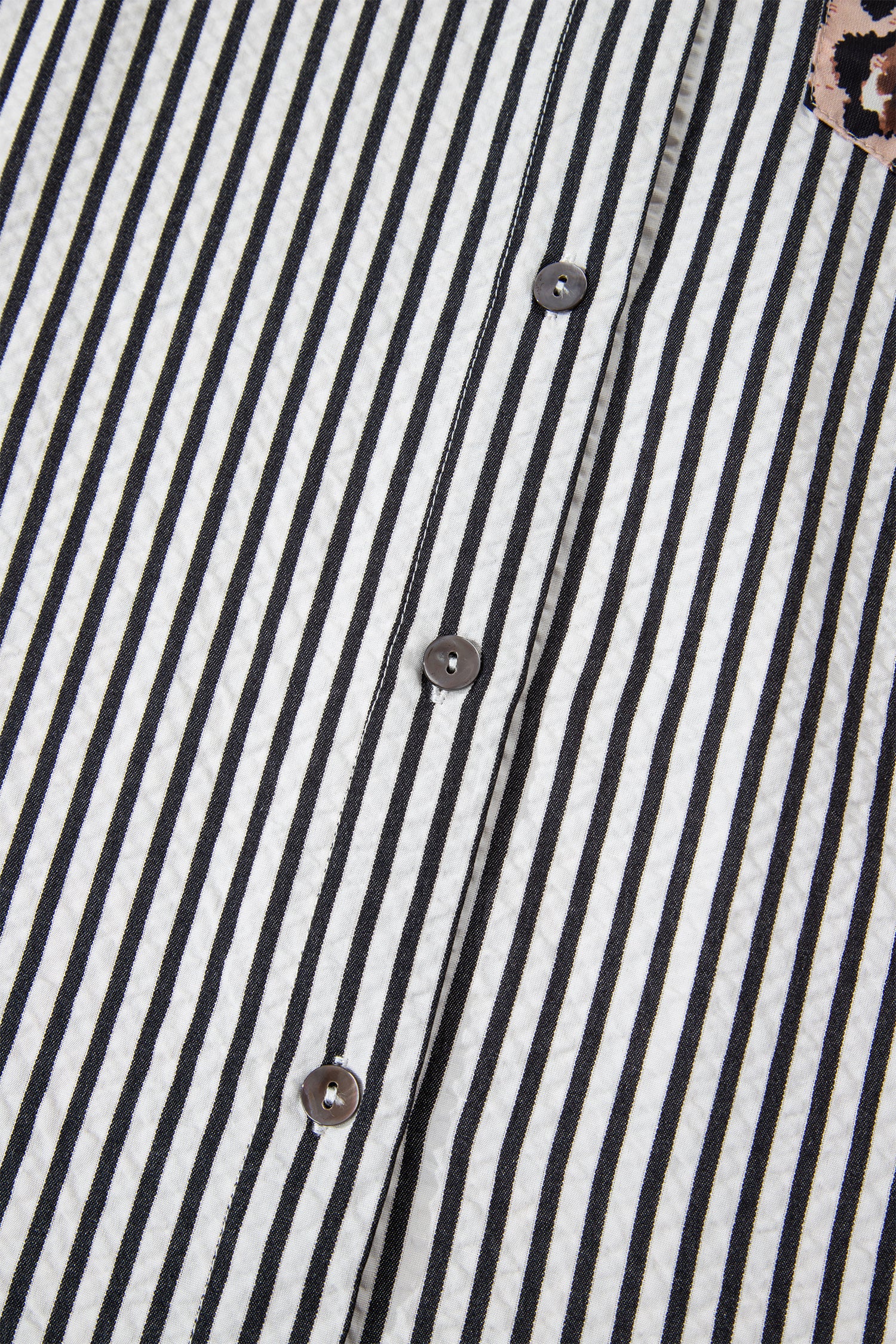 Black Striped Leopard Print Patchwork Button Up Womens Shirt-Tops/Blouses & Shirts-[Adult]-[Female]-2022 Online Blue Zone Planet