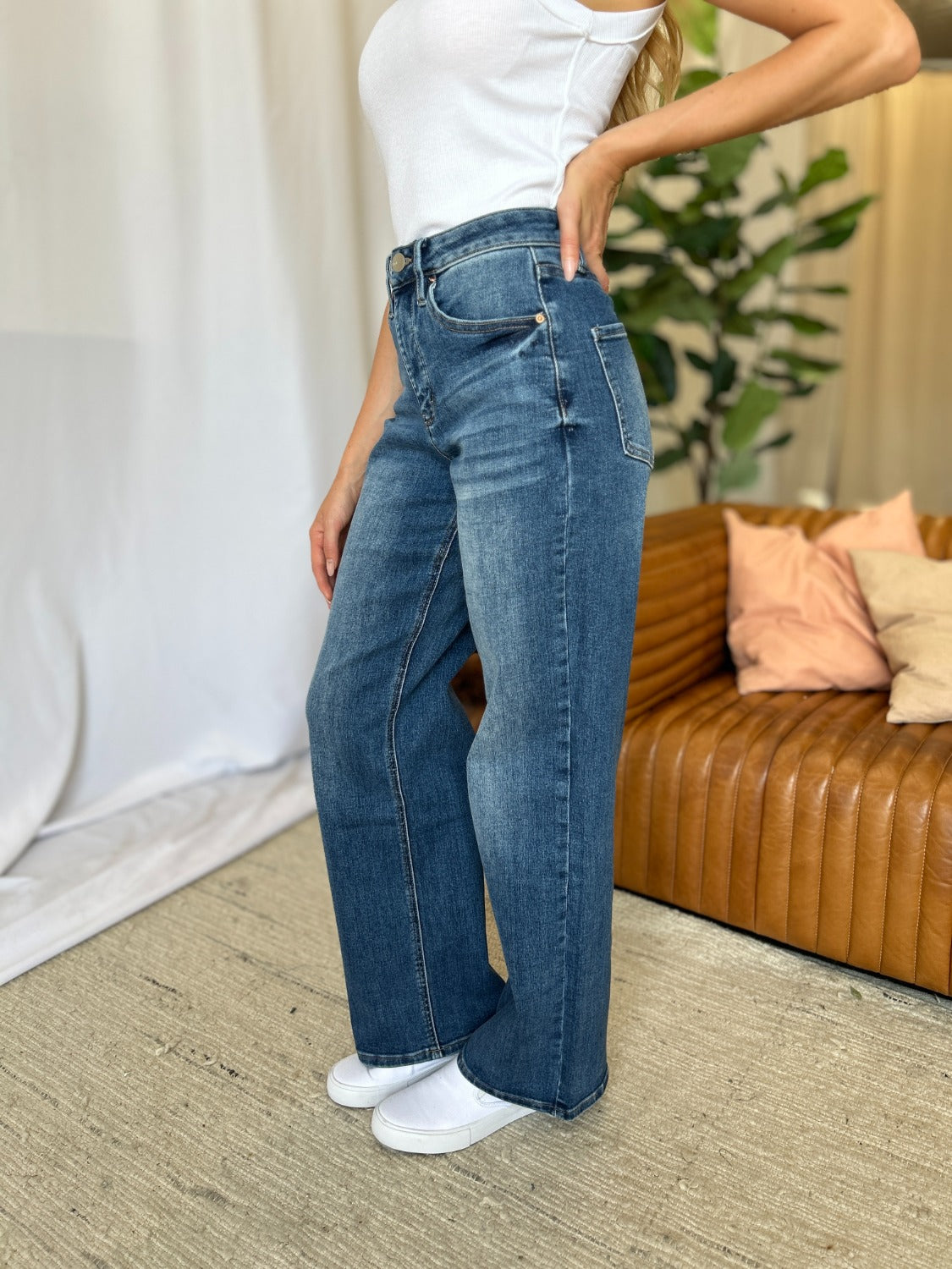 RFM Full Size High Rise Tummy Control Wide Leg Jeans-BOTTOMS SIZES SMALL MEDIUM LARGE-[Adult]-[Female]-2022 Online Blue Zone Planet