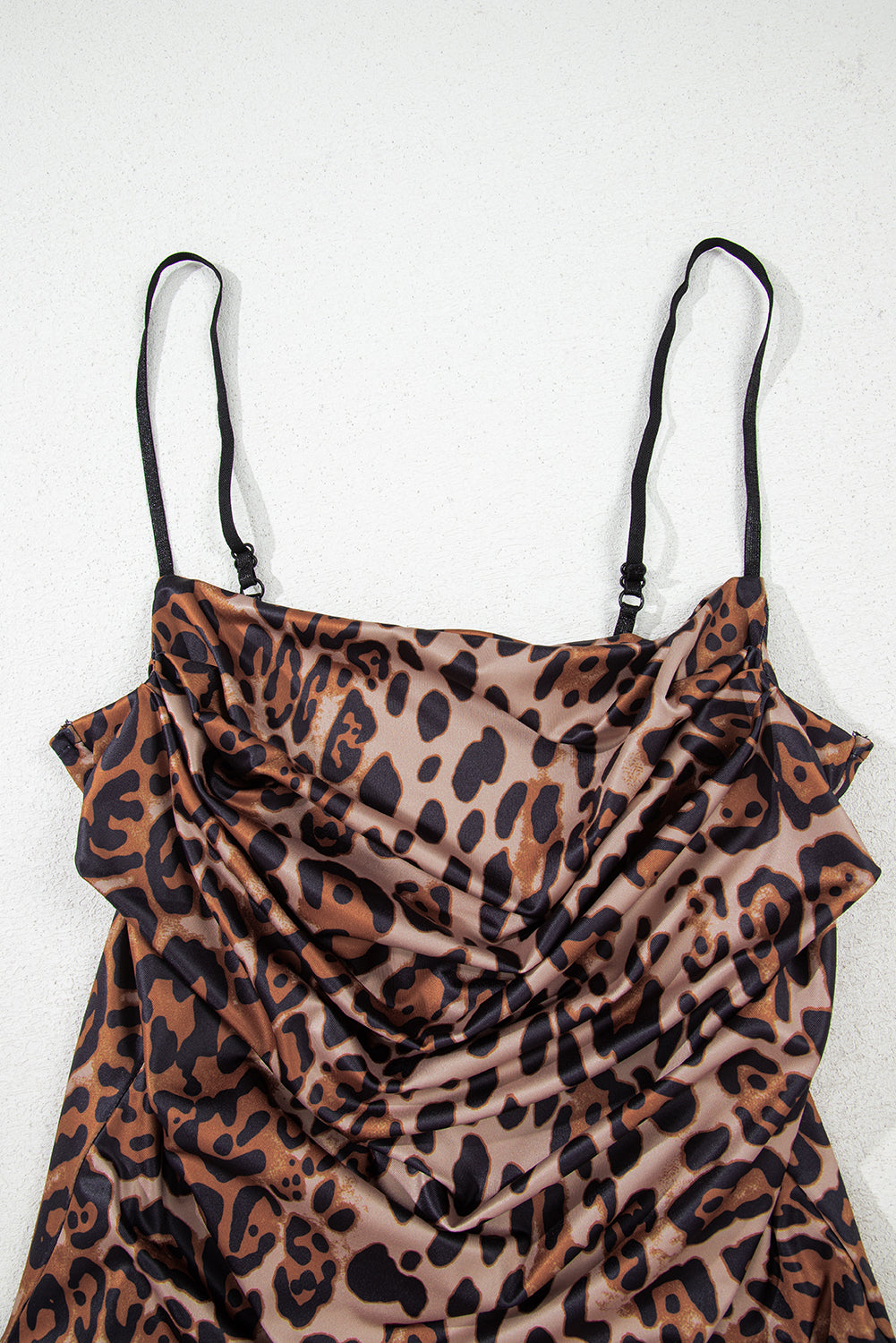 Brown Spaghetti Straps Ruched Leopard Bodysuit-Tops/Bodysuits-[Adult]-[Female]-2022 Online Blue Zone Planet