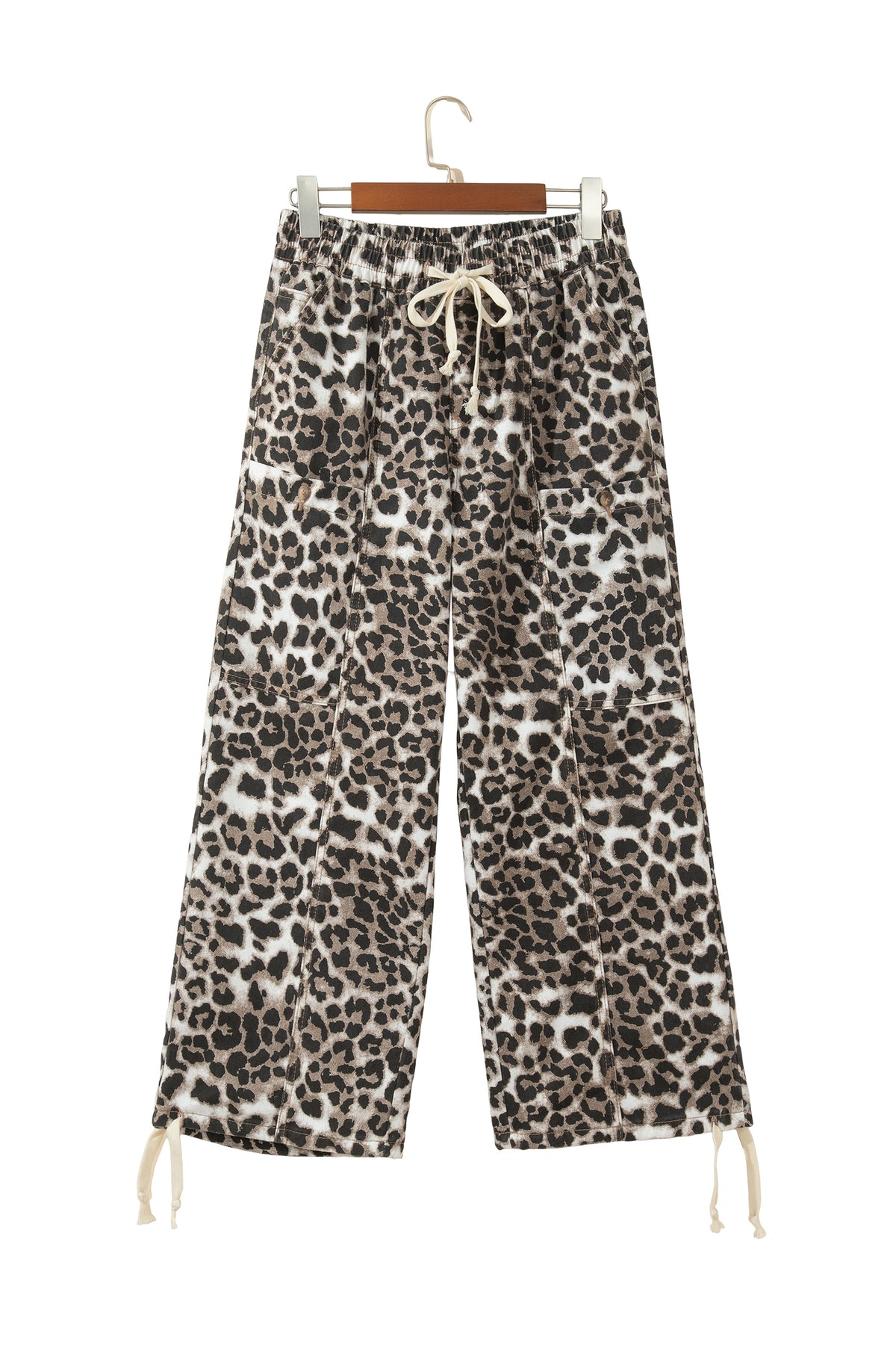 Black Leopard Print Drawstring Jogger Jeans-Bottoms/Jeans-[Adult]-[Female]-2022 Online Blue Zone Planet