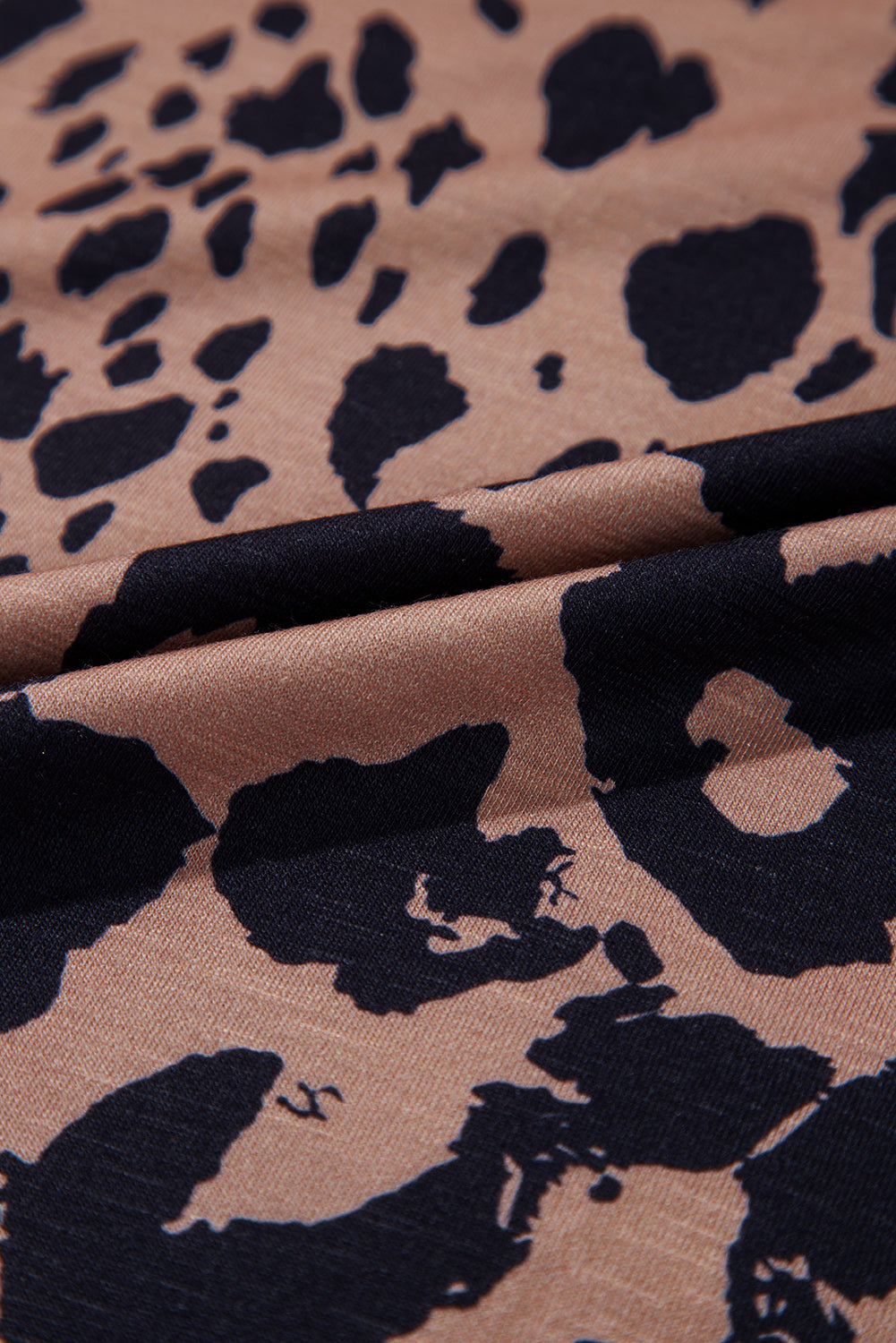 Brown Leopard Print V Neck Half Sleeve Oversized Tee-Tops/Tops & Tees-[Adult]-[Female]-2022 Online Blue Zone Planet