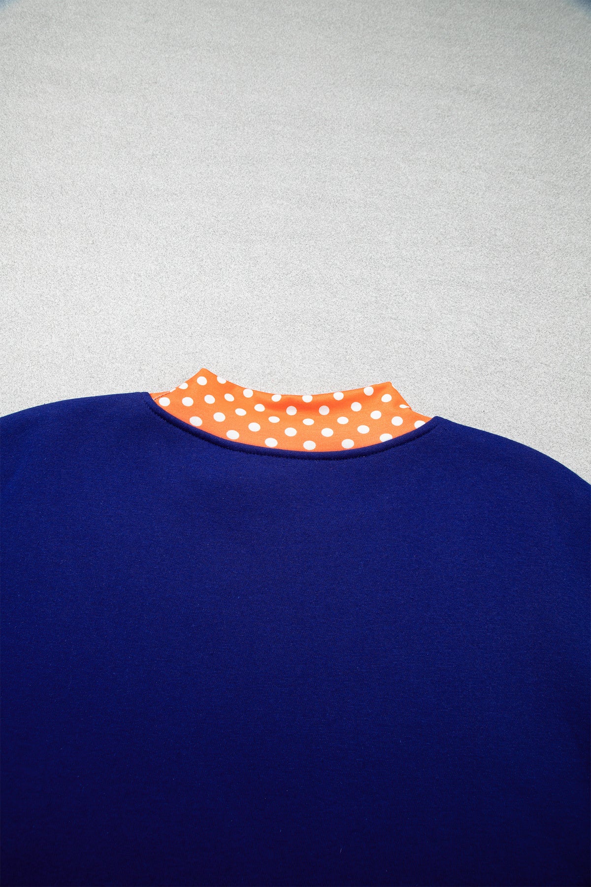 Fiery Red Polka Dot Letter Print Contrast Trim Mock Neck Sweatshirt-Tops/Sweatshirts & Hoodies-[Adult]-[Female]-2022 Online Blue Zone Planet