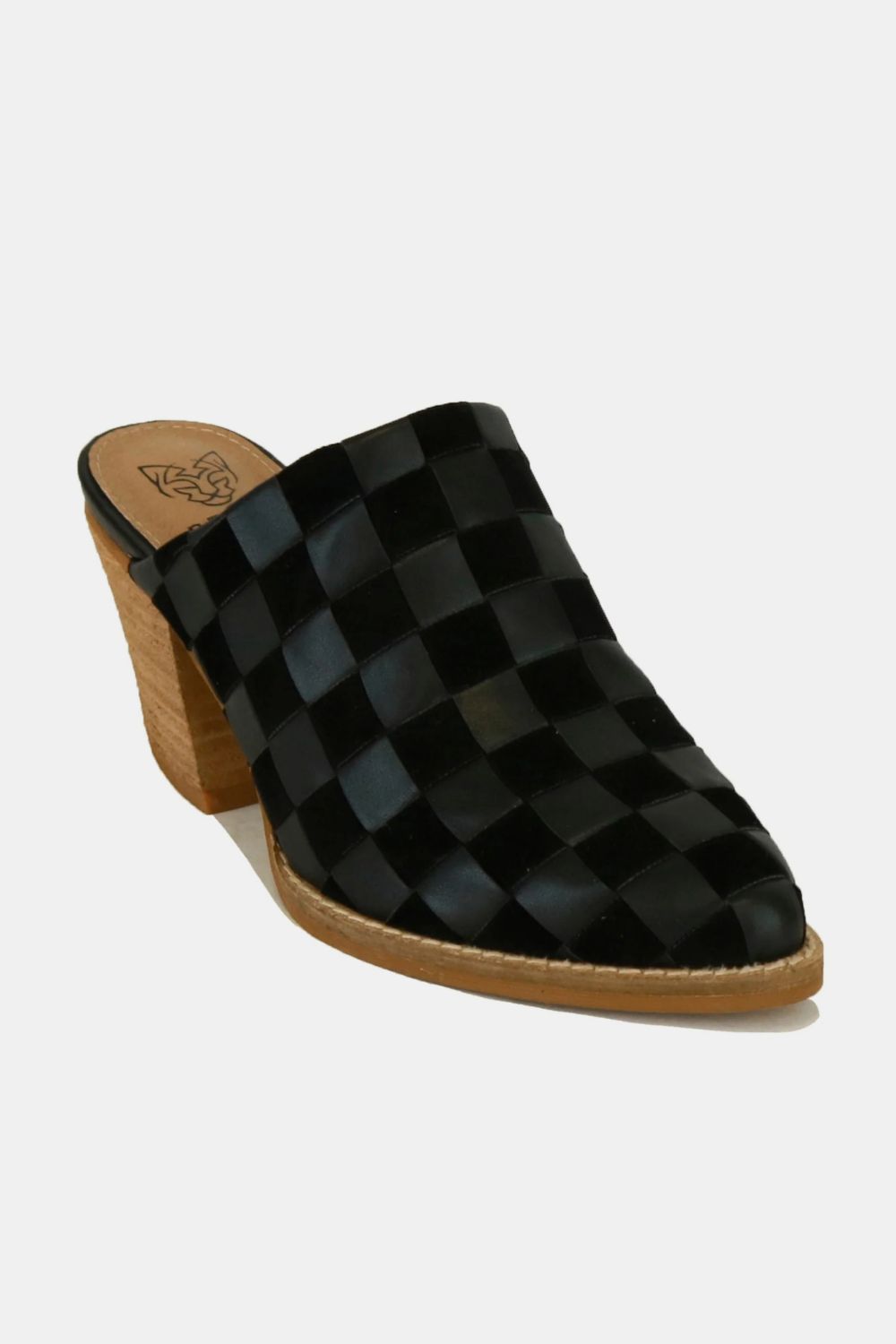 Beast Fashion Woven Checkerboard Block Heel Mule Shoes-SHOES-[Adult]-[Female]-Black-6-2022 Online Blue Zone Planet