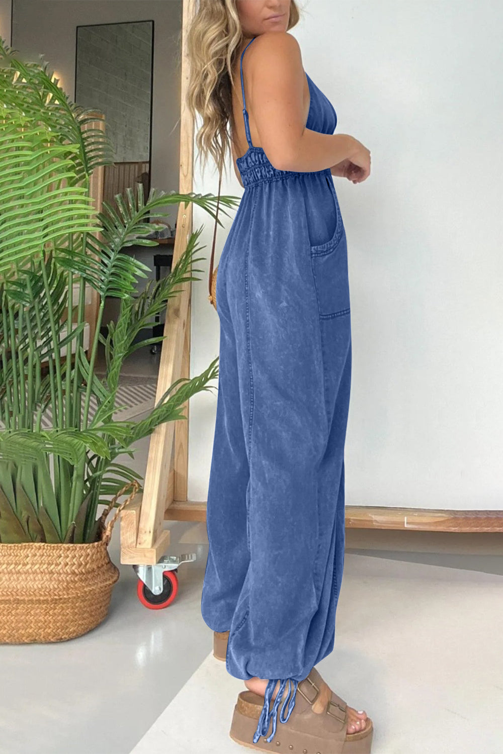 Full Size Spaghetti Strap Jumpsuit with Pockets-TOPS / DRESSES-[Adult]-[Female]-2022 Online Blue Zone Planet