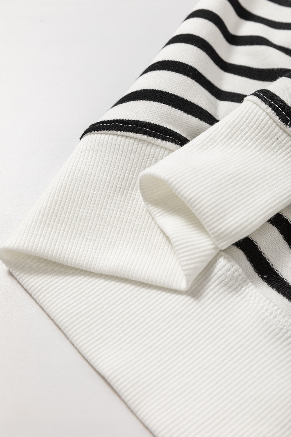 Blue Zone Planet | Black Stripe Raglan Sleeve Side Slits Loose Sweatshirt-Tops/Sweatshirts & Hoodies-[Adult]-[Female]-2022 Online Blue Zone Planet
