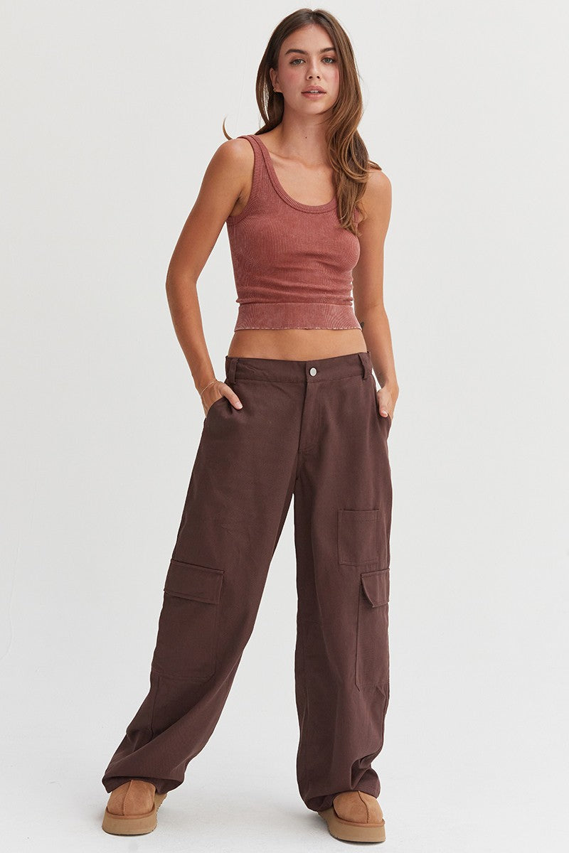 Blue Zone Planet | HYFVE Elastic Waist Wide-Leg Cargo Pants-BOTTOMS SIZES SMALL MEDIUM LARGE-[Adult]-[Female]-2022 Online Blue Zone Planet