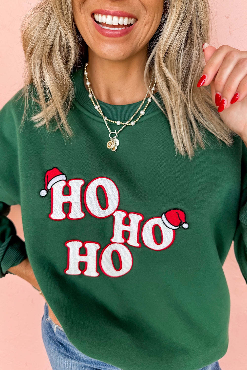 Evergreen Embroidered Letter Graphic Christmas Fashion Sweatshirt-Tops/Sweatshirts & Hoodies-[Adult]-[Female]-2022 Online Blue Zone Planet