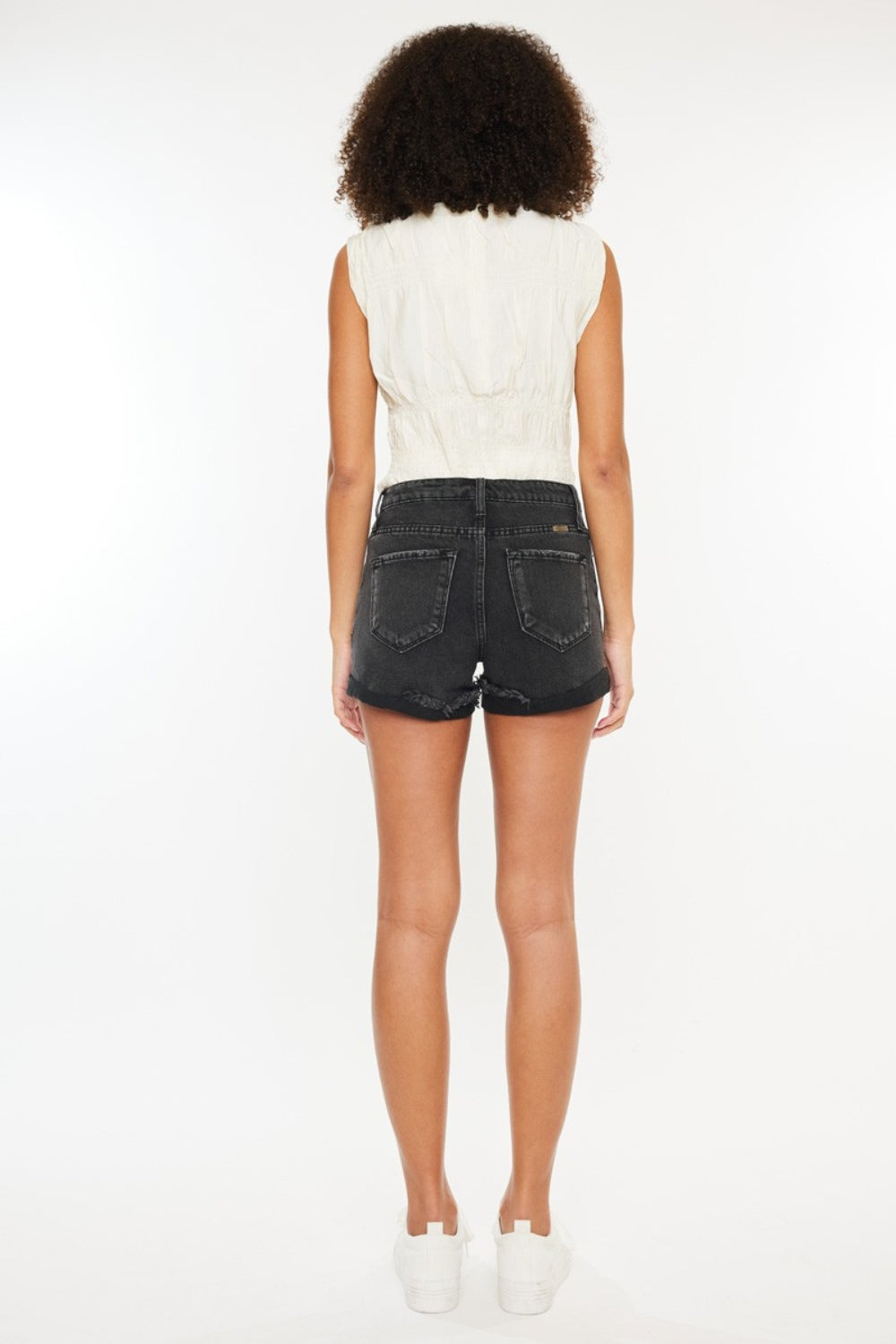 Kancan High Waist Distressed Denim Shorts-BOTTOMS SIZES SMALL MEDIUM LARGE-[Adult]-[Female]-2022 Online Blue Zone Planet