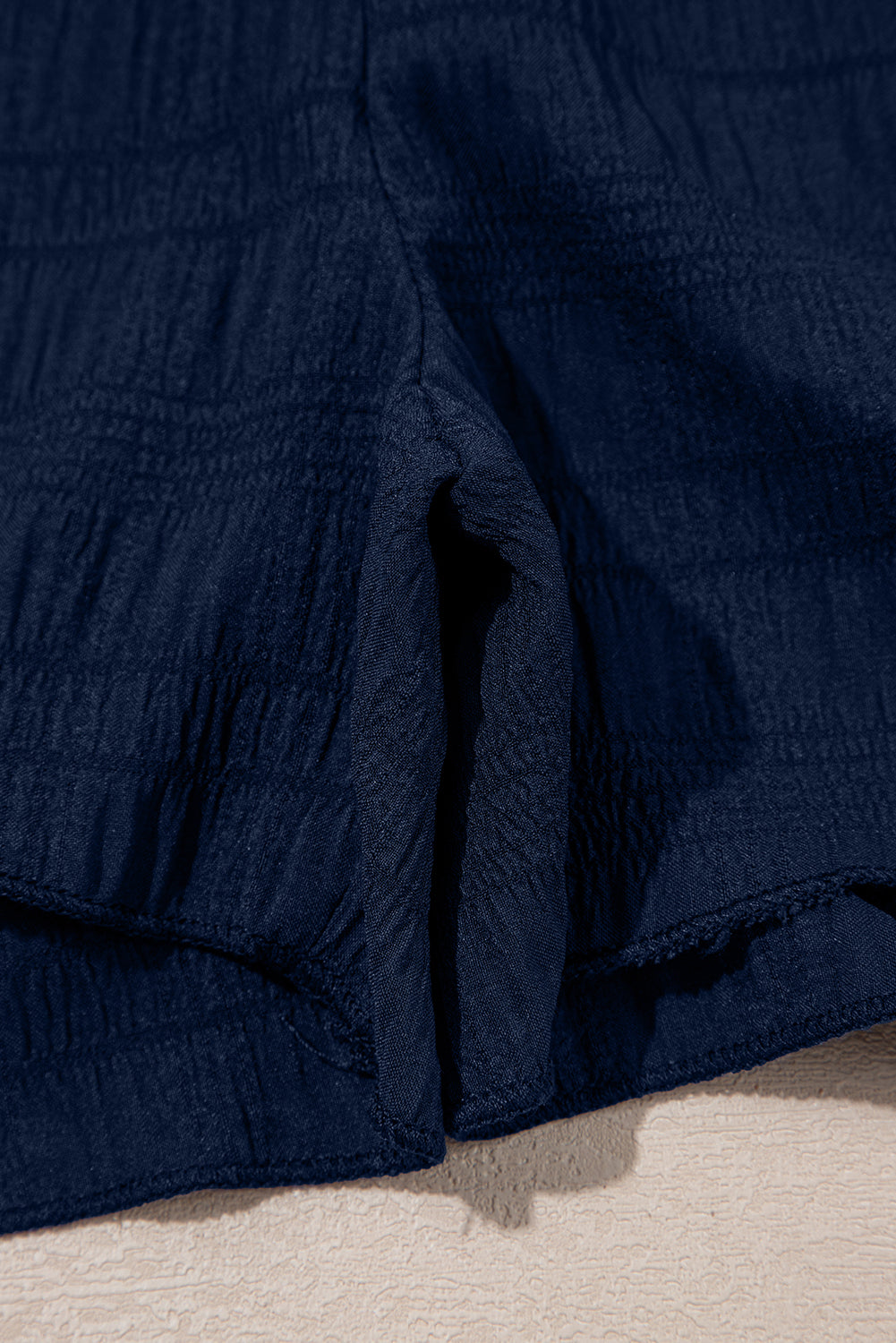 Dirty Blue Textured Square Neck Top And Shirred High Waist Shorts Set-Two Piece Sets/Short Sets-[Adult]-[Female]-2022 Online Blue Zone Planet
