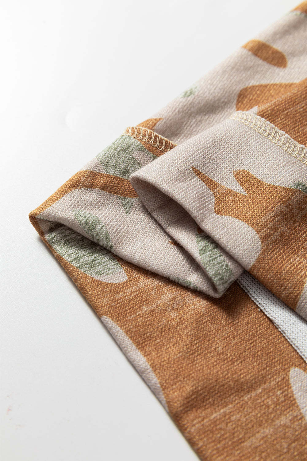 Brown Retro Camouflage Print Exposed Seam Patchwork Drop Shoulder Sweatshirt-Tops/Sweatshirts & Hoodies-[Adult]-[Female]-2022 Online Blue Zone Planet