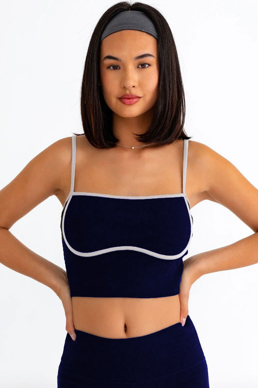 Le Lis Ribbed Crop Cami and High Waist Brushed Leggings Set-TOPS / DRESSES-[Adult]-[Female]-Navy Cream-XS-2022 Online Blue Zone Planet