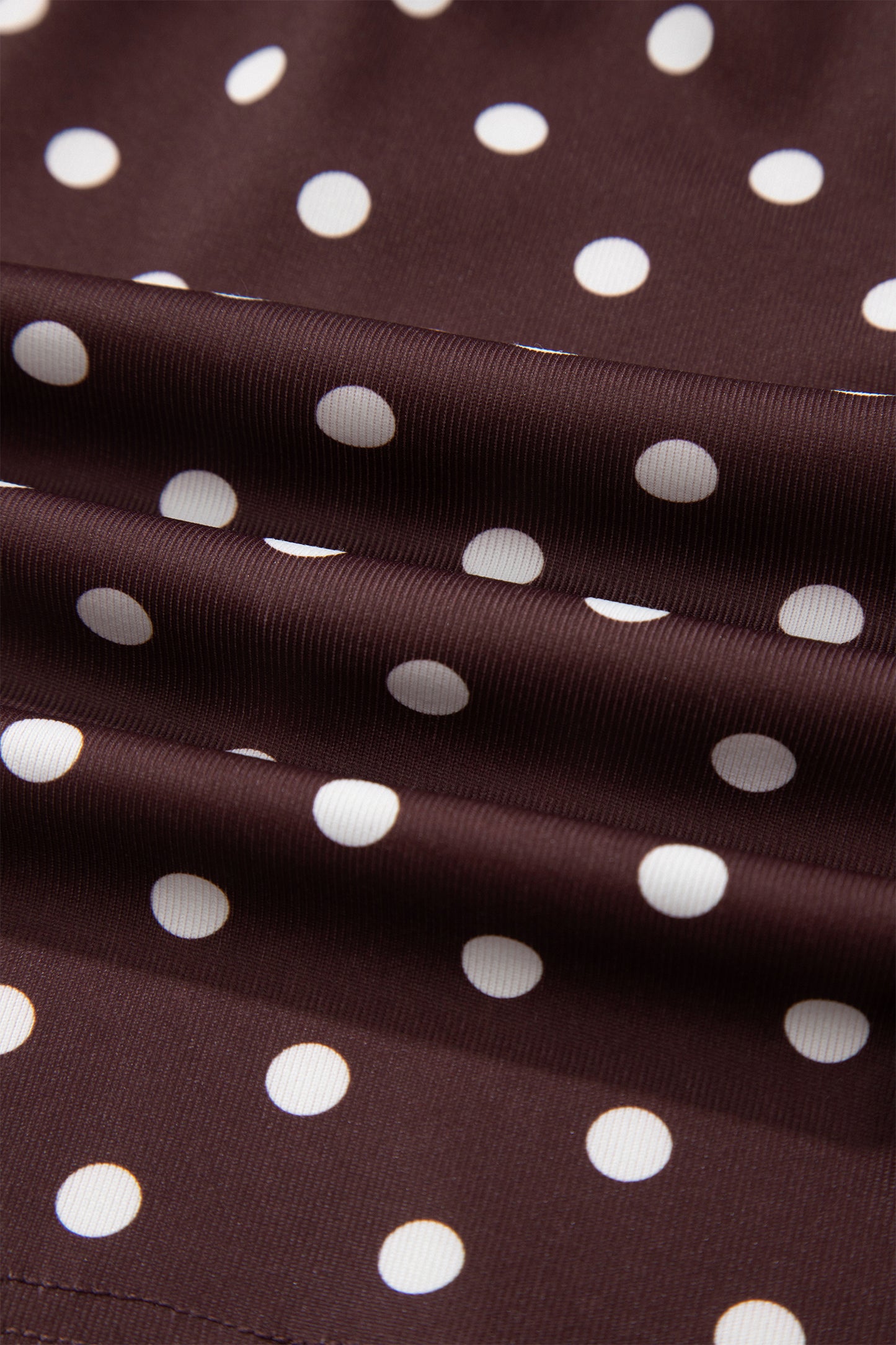 Brown Polka Dot Halter Tank Drawstring Elastic Waist Short Set-Two Piece Sets/Short Sets-[Adult]-[Female]-2022 Online Blue Zone Planet