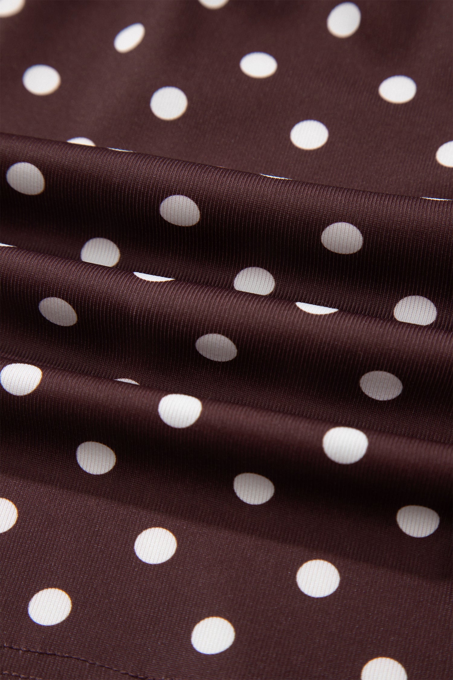 Brown Polka Dot Halter Tank Drawstring Elastic Waist Short Set-Two Piece Sets/Short Sets-[Adult]-[Female]-2022 Online Blue Zone Planet