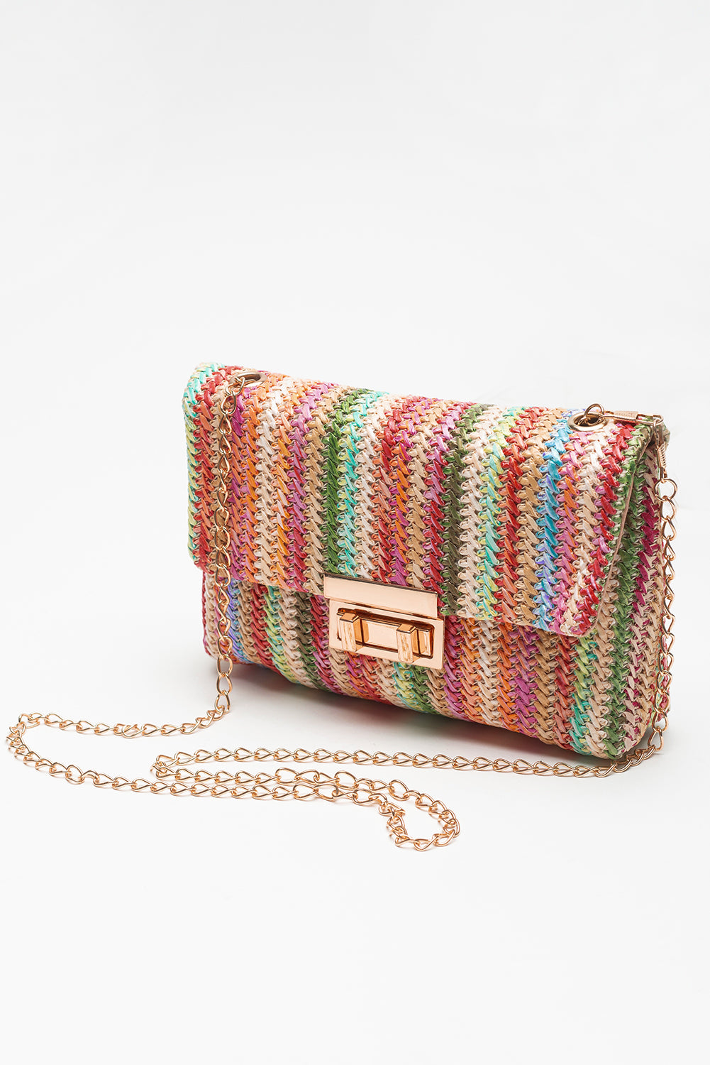 Strawberry Pink Striped Crochet Flapped Single Shoulder Bag-Shoulder Bag-[Adult]-[Female]-Strawberry Pink-ONE SIZE-2022 Online Blue Zone Planet