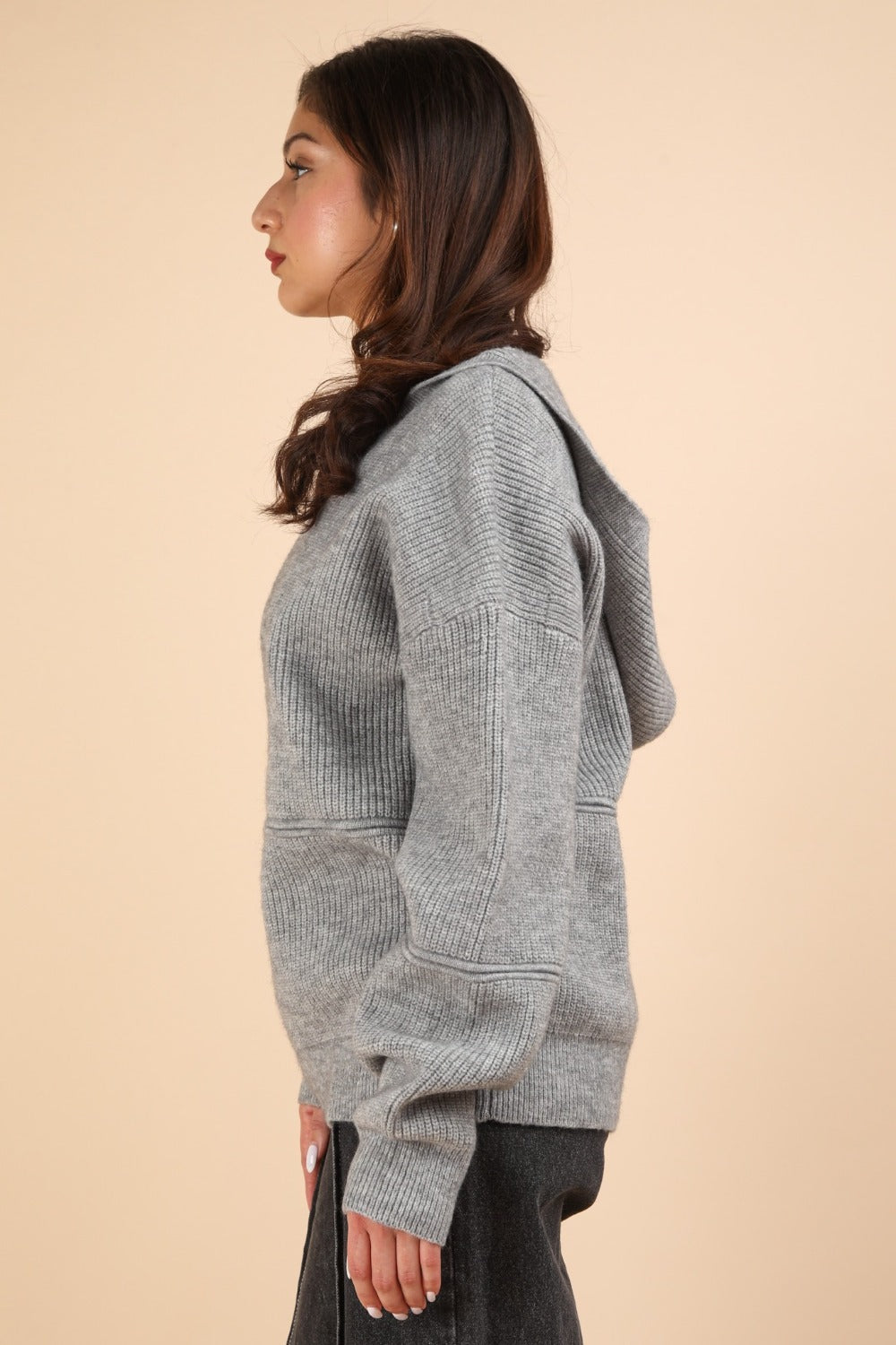 VERY J Seam Detail Drop Shoulder Hooded Sweater-TOPS / DRESSES-[Adult]-[Female]-2022 Online Blue Zone Planet