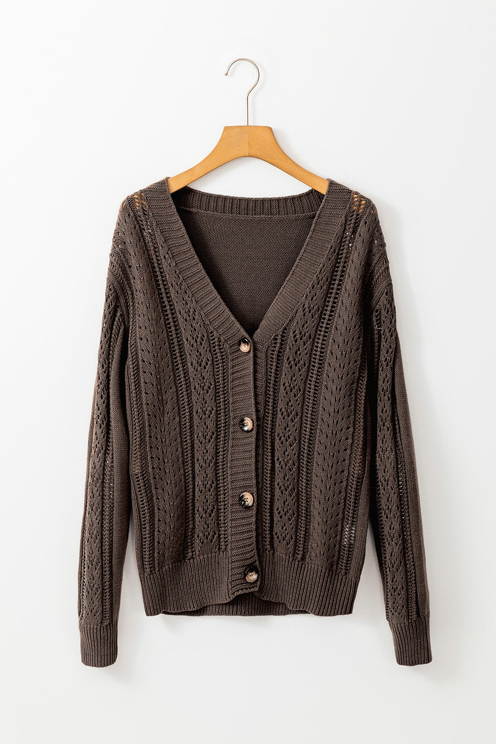 Blue Zone Planet | Beige Open Knit Drop Shoulder Sweater Cardigan-Sweaters & Cardigans/Cardigans-[Adult]-[Female]-2022 Online Blue Zone Planet