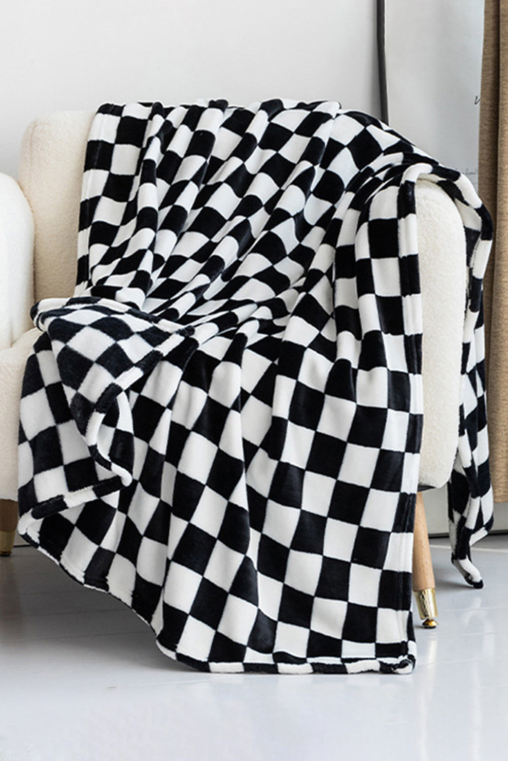 Black Checkerboard Printed Soft Throw Blanket-Accessories & Jewelry-[Adult]-[Female]-Color black-ONE SIZE-2022 Online Blue Zone Planet