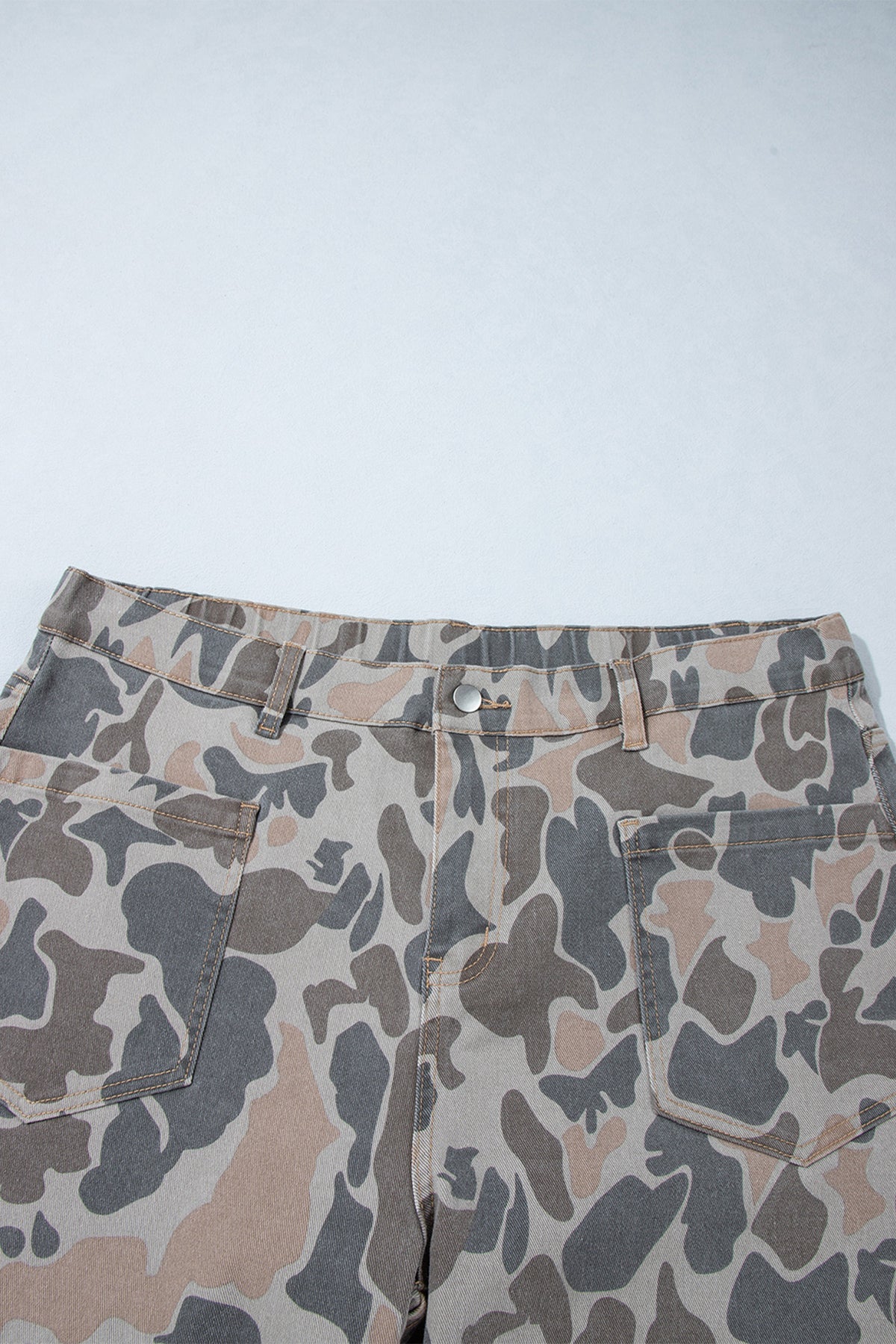 Multicolour Plus Size Camouflage Print High Rise Barrel Jeans-Plus Size/Plus Size Bottoms-[Adult]-[Female]-2022 Online Blue Zone Planet